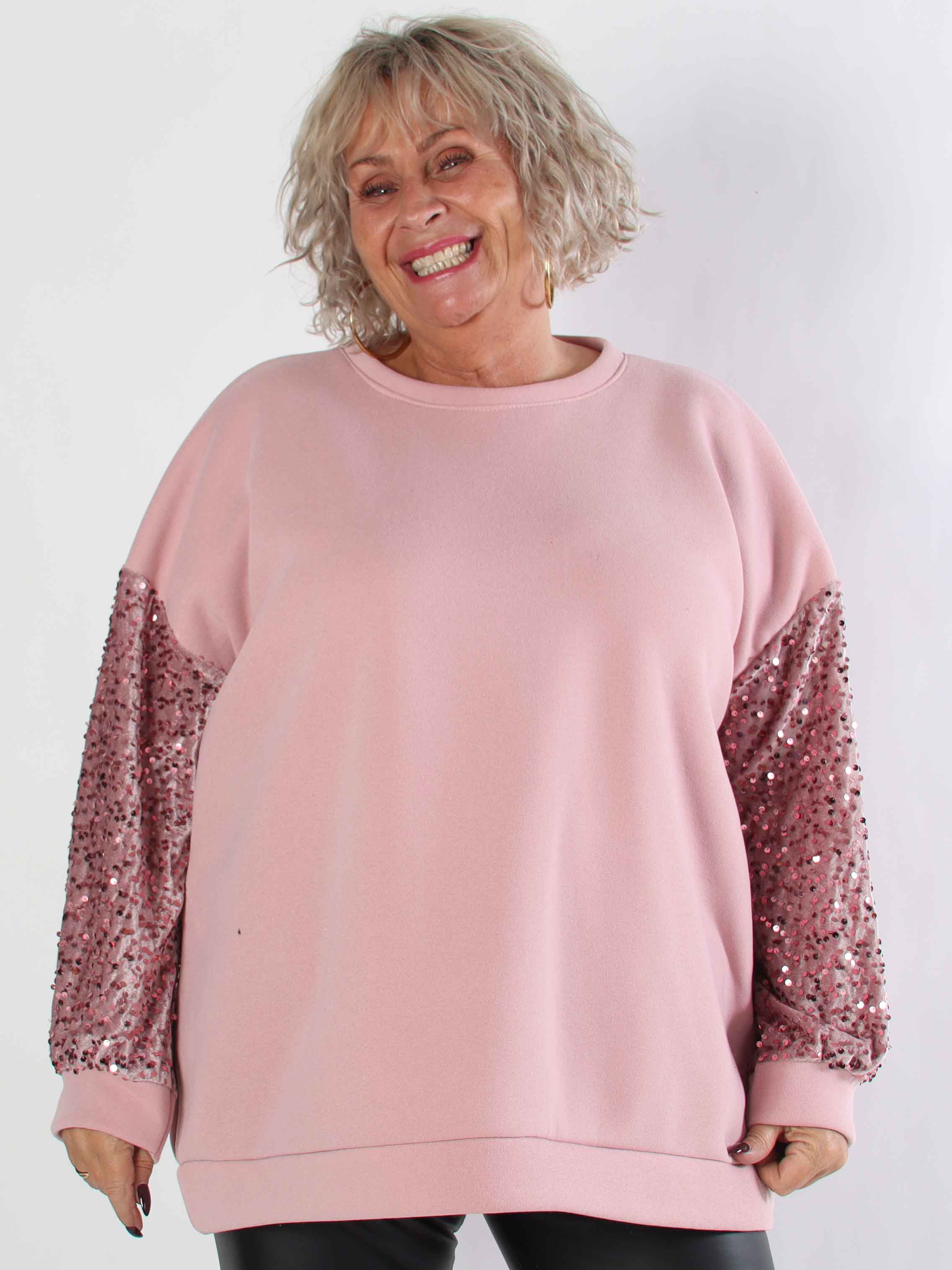 Cytherea - Plus size sweatshirt i bomuld med pailletter på ærmet