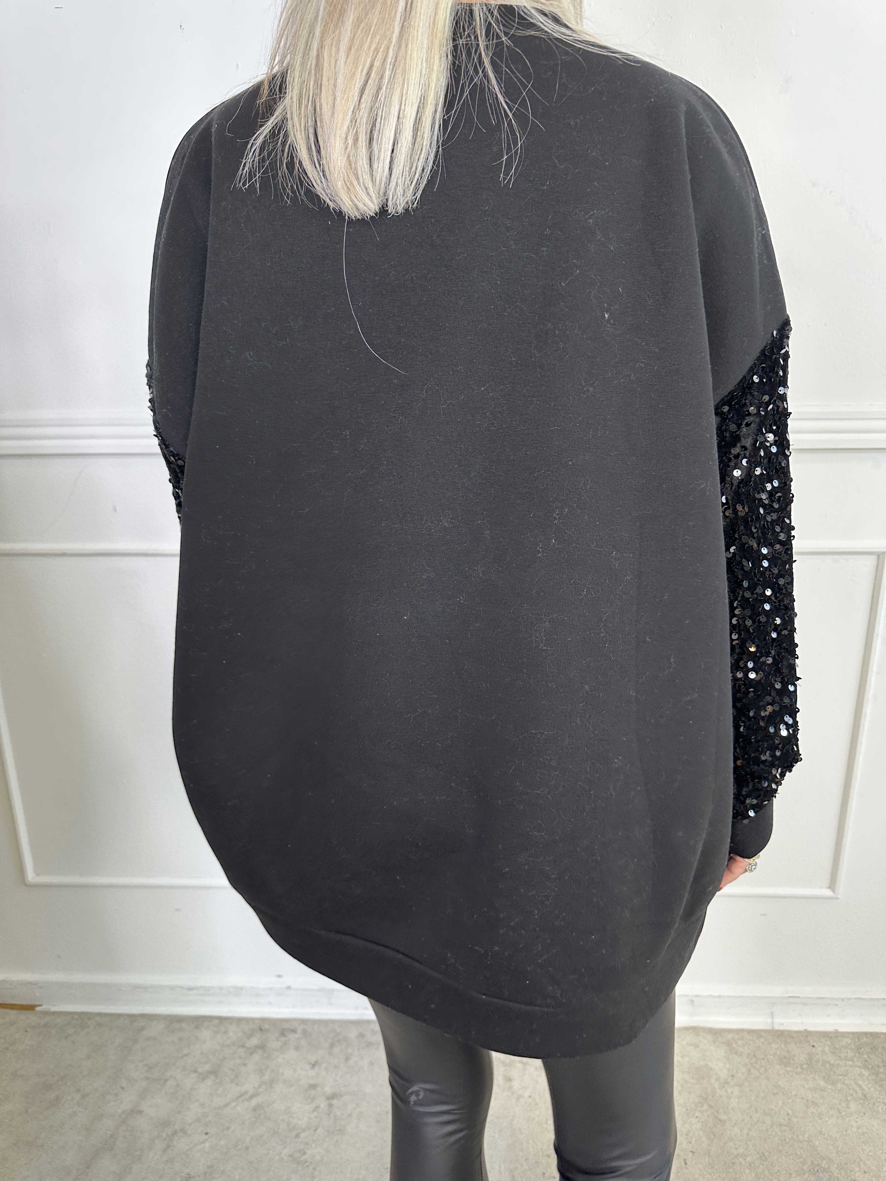 Cytherea - Oversized sweatshirt i bomuld med pailletter på ærmet