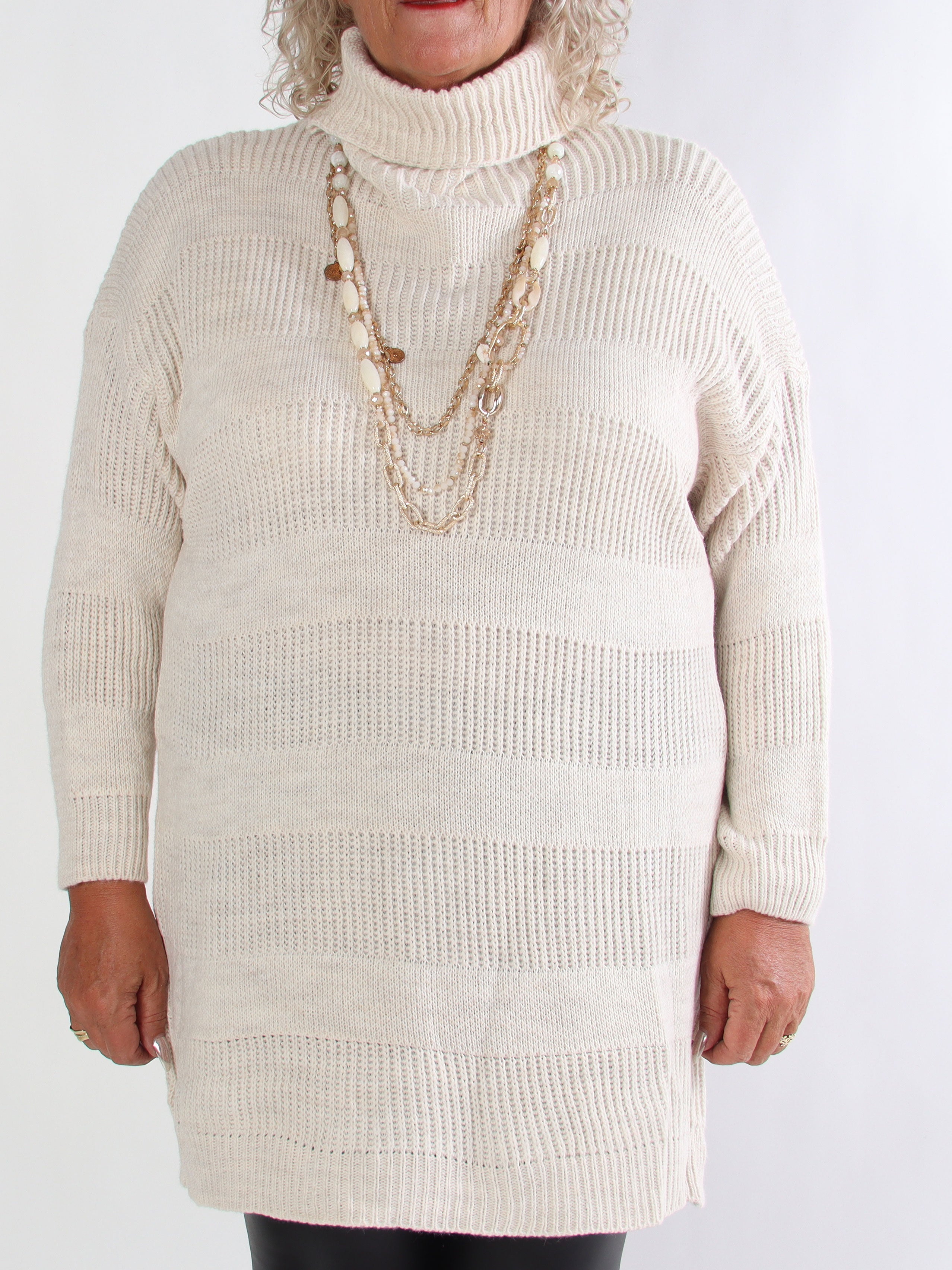 Dagmar - Stickad plus size klänning med polokrage