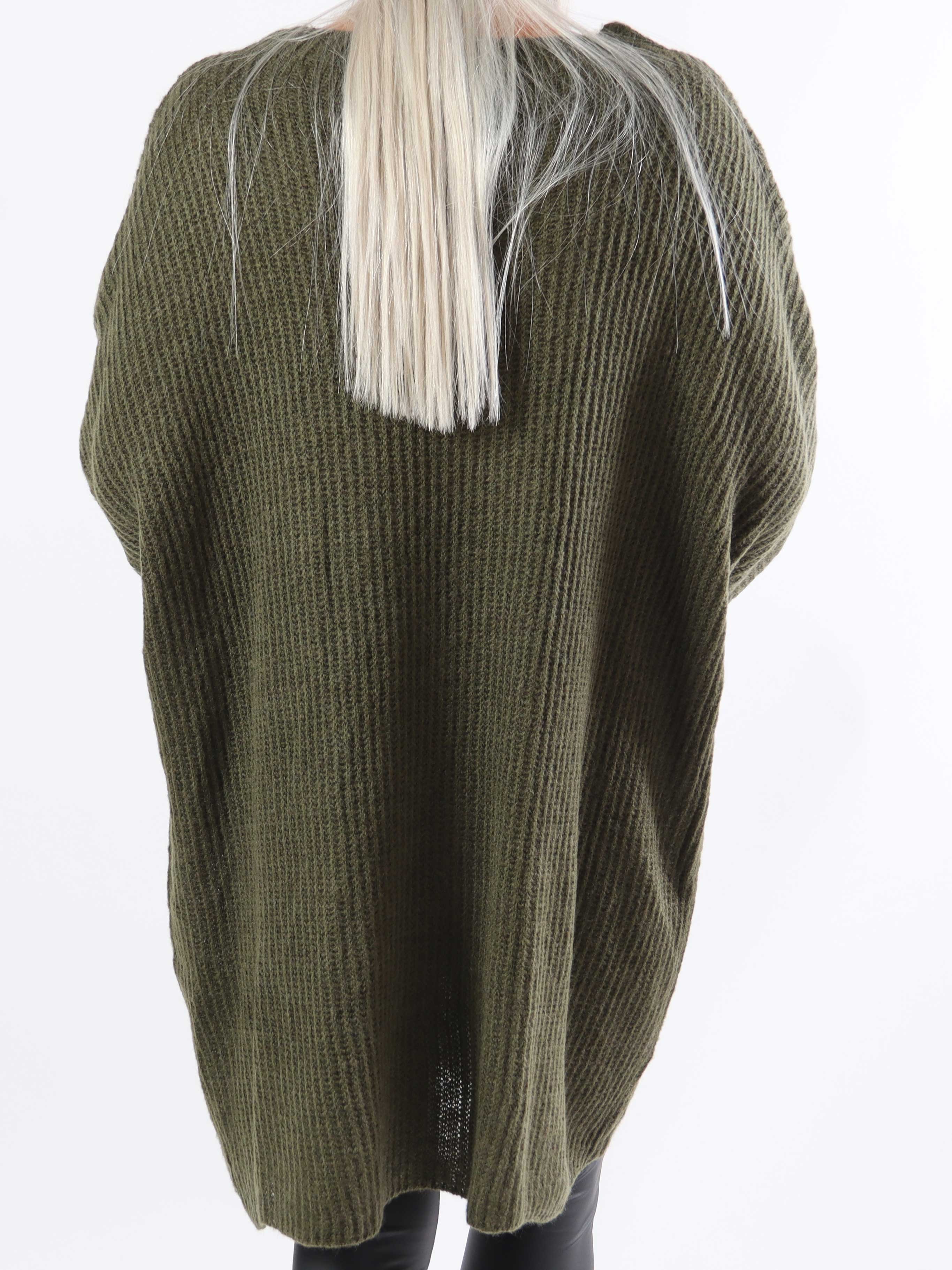 Dakota - Lång stickad blus i plus size med fickor