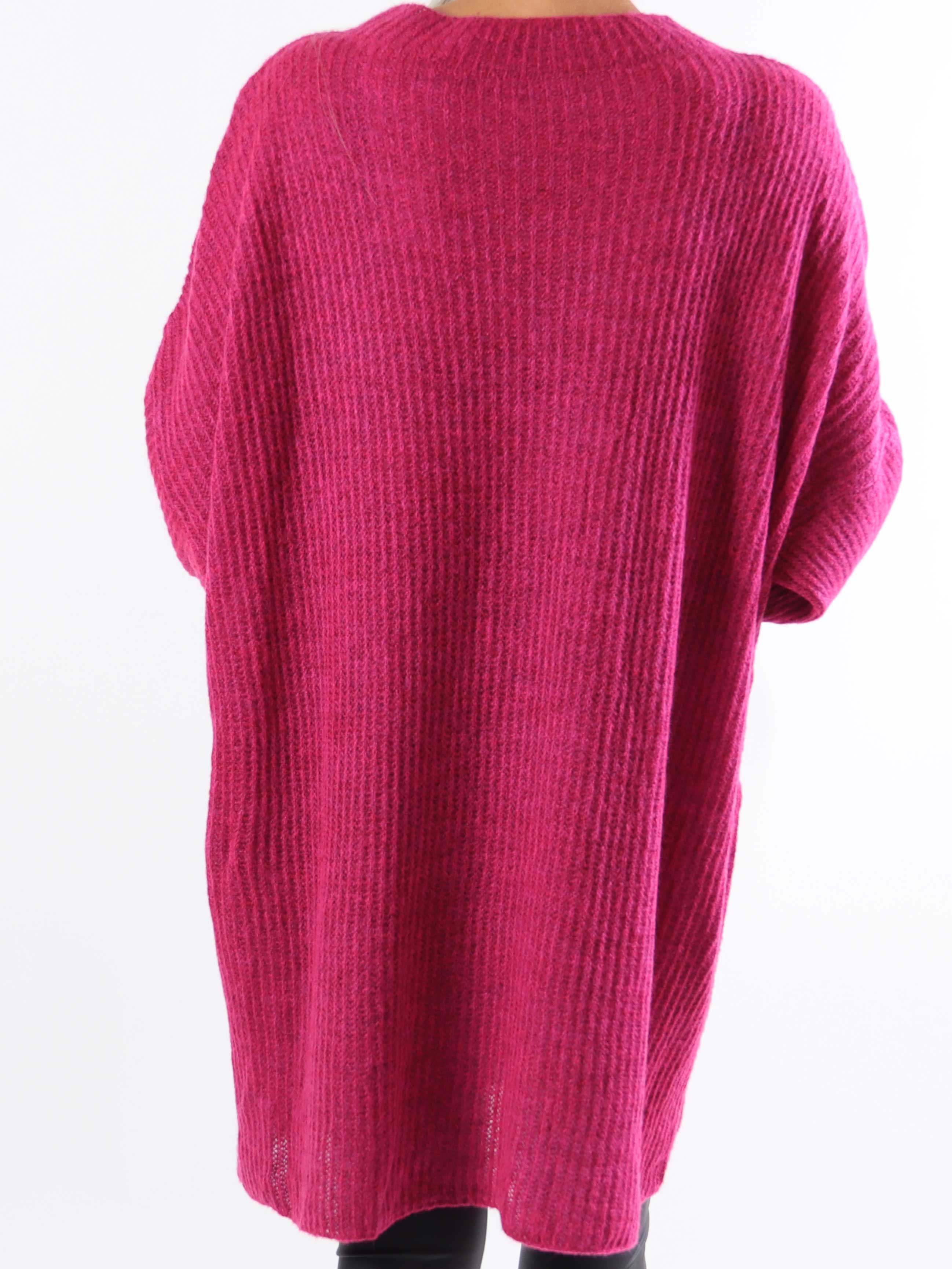 Dakota - Lång stickad blus i plus size med fickor