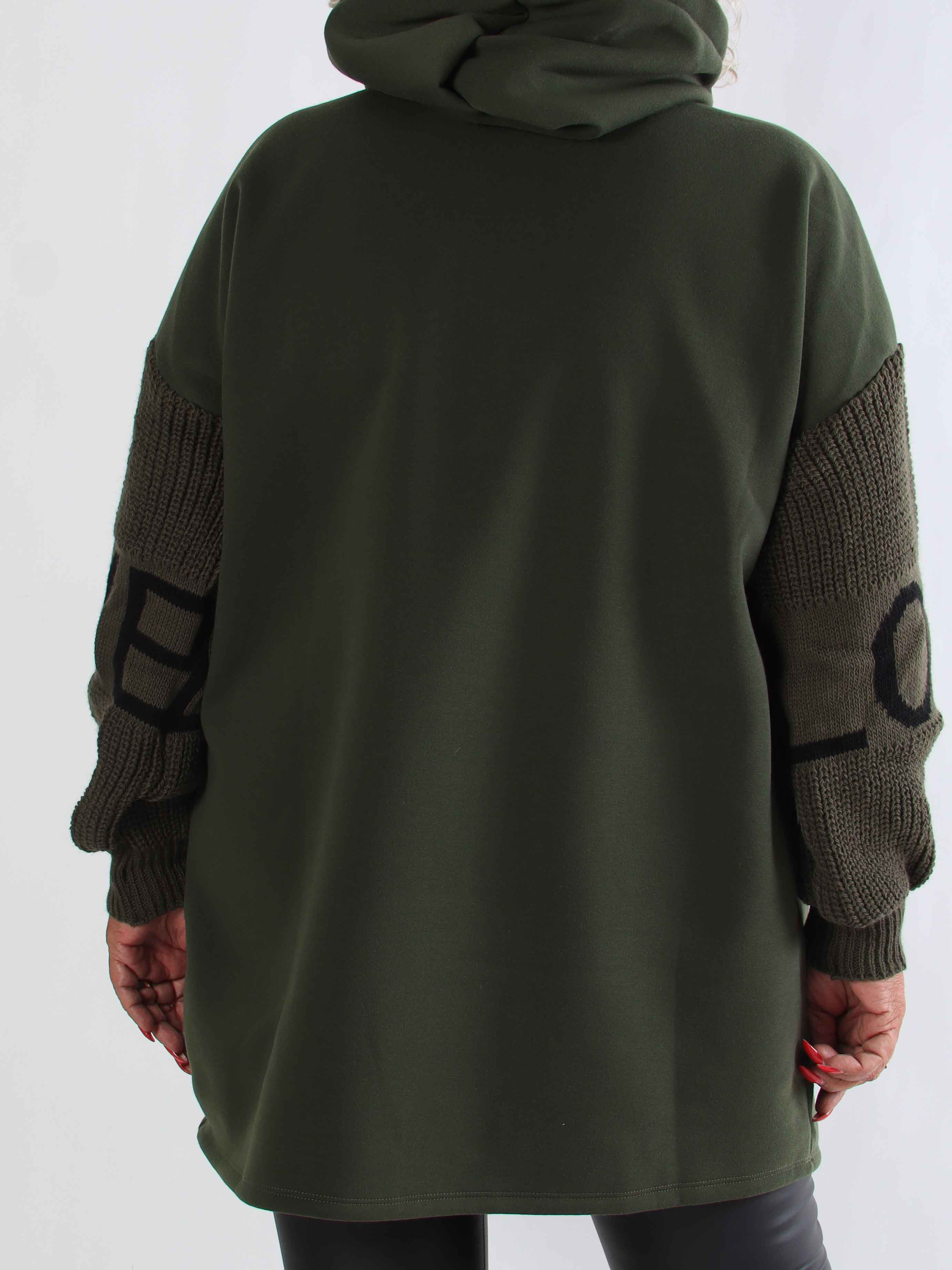 Debbie Hoodie - Plus size hoodie med stickade ärmar