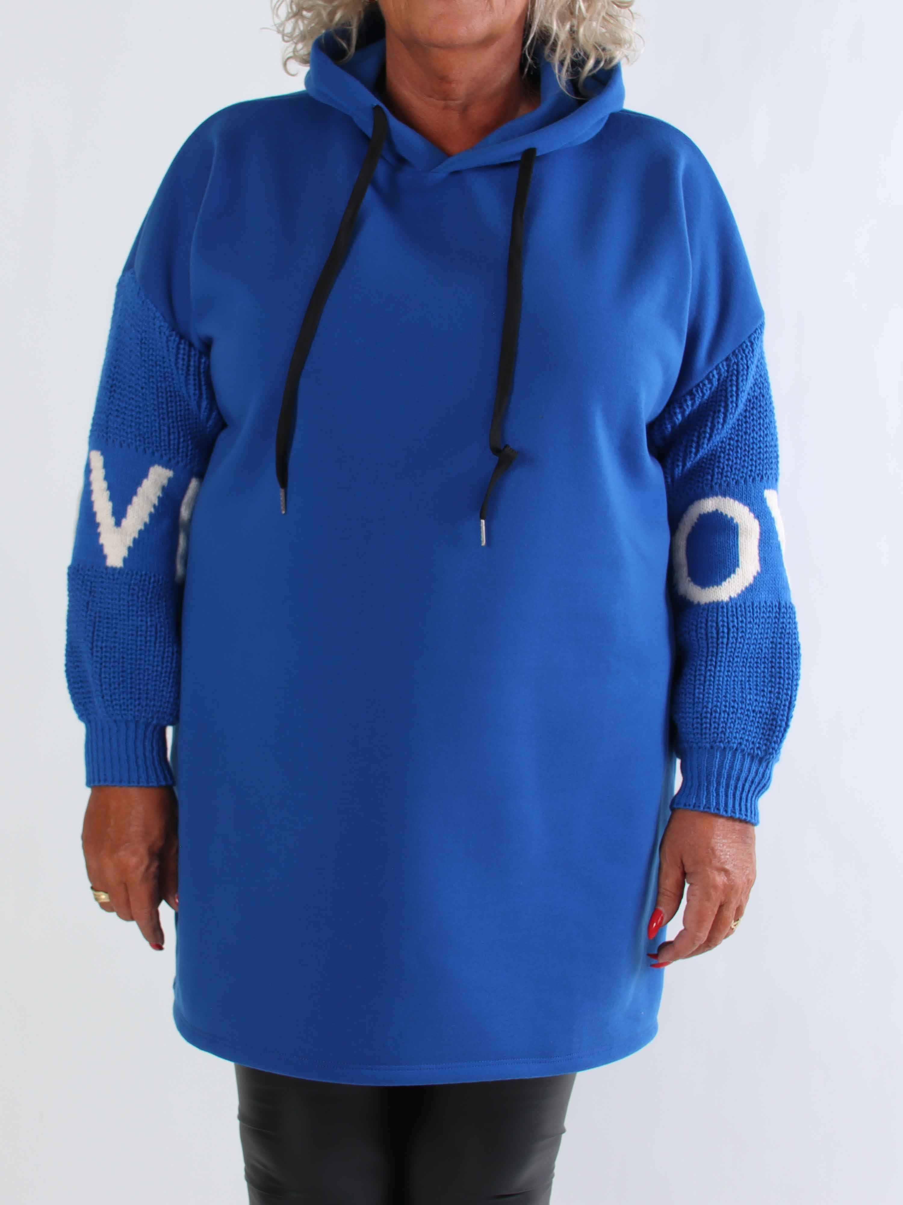 Debbie Hoodie - Plus size hoodie med stickade ärmar