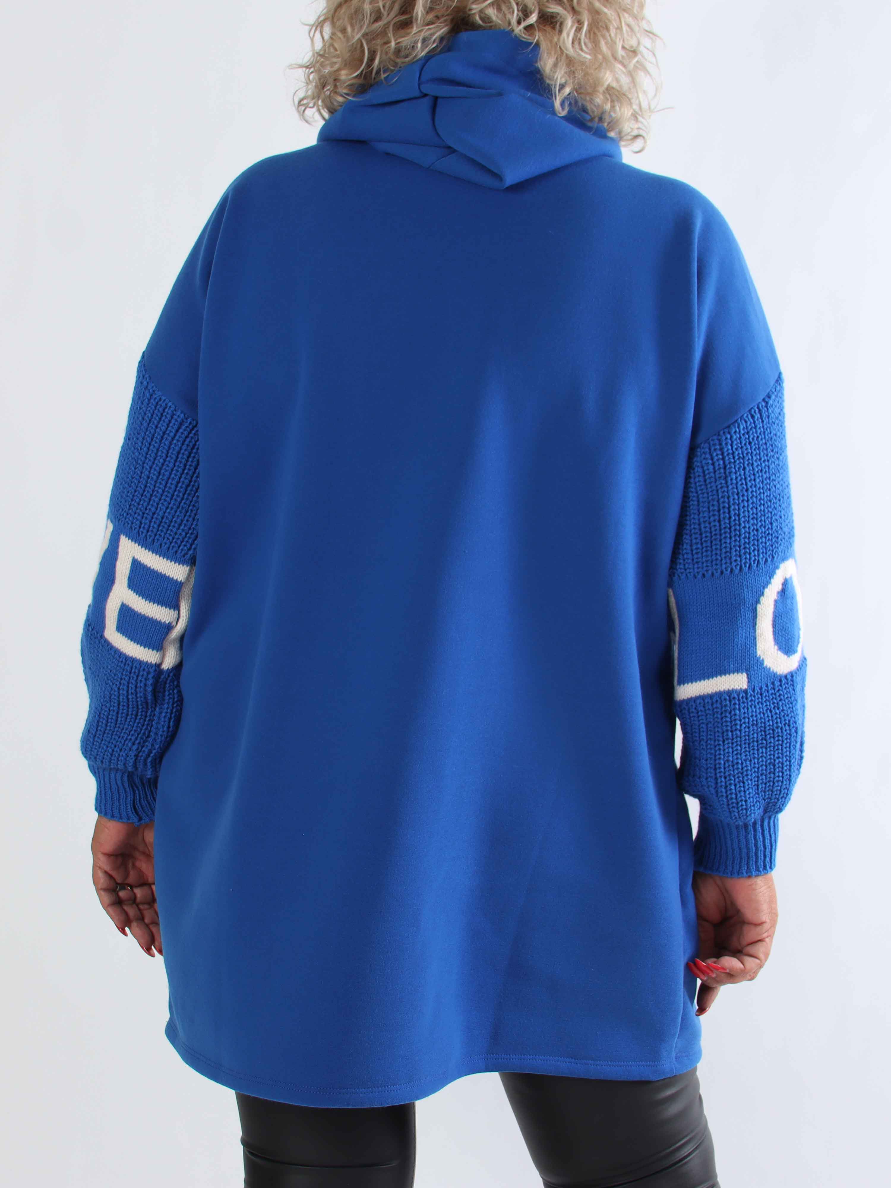 Debbie Hoodie - Plus size hoodie med stickade ärmar