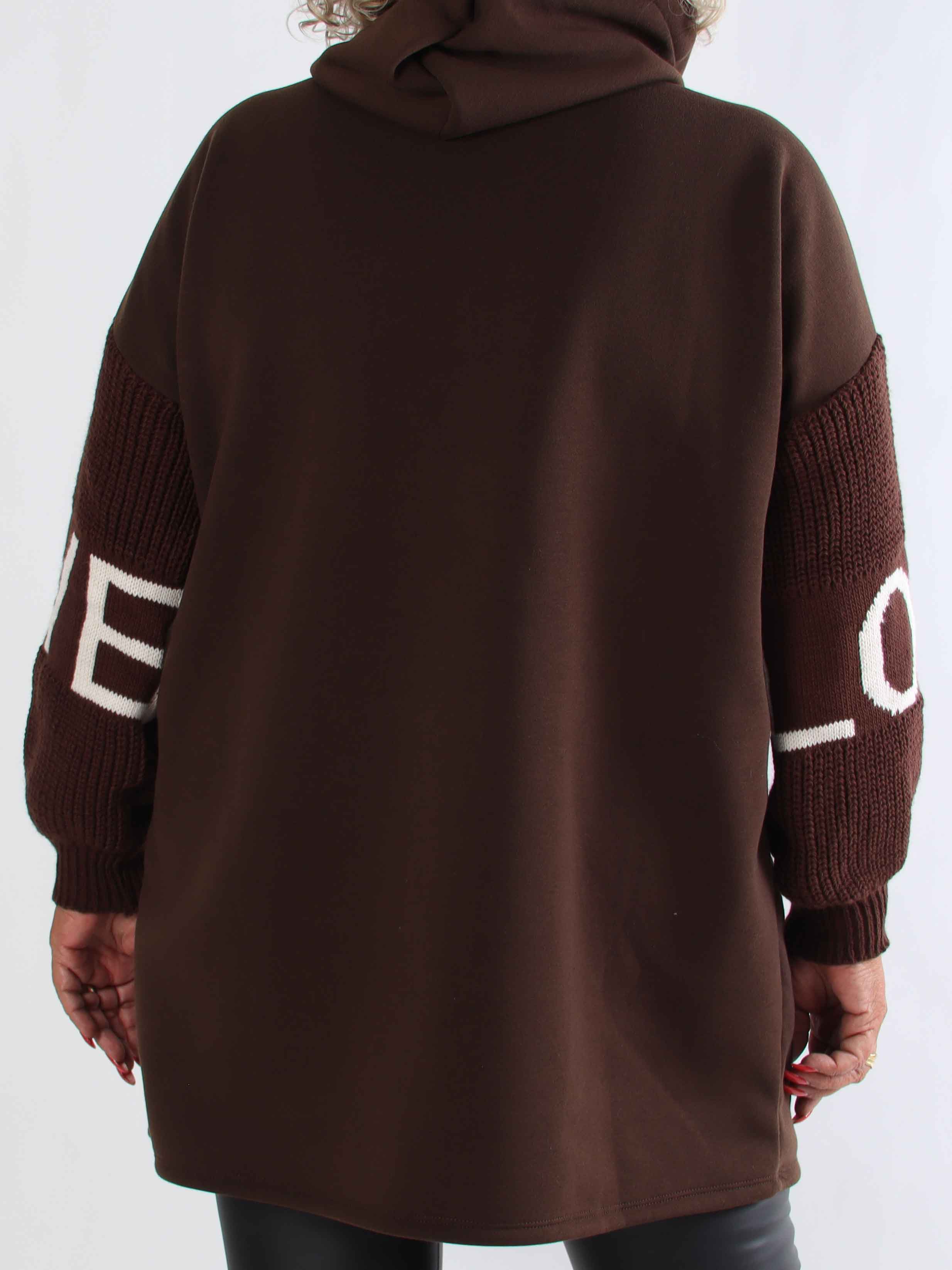 Debbie Hoodie - Plus size hoodie med stickade ärmar