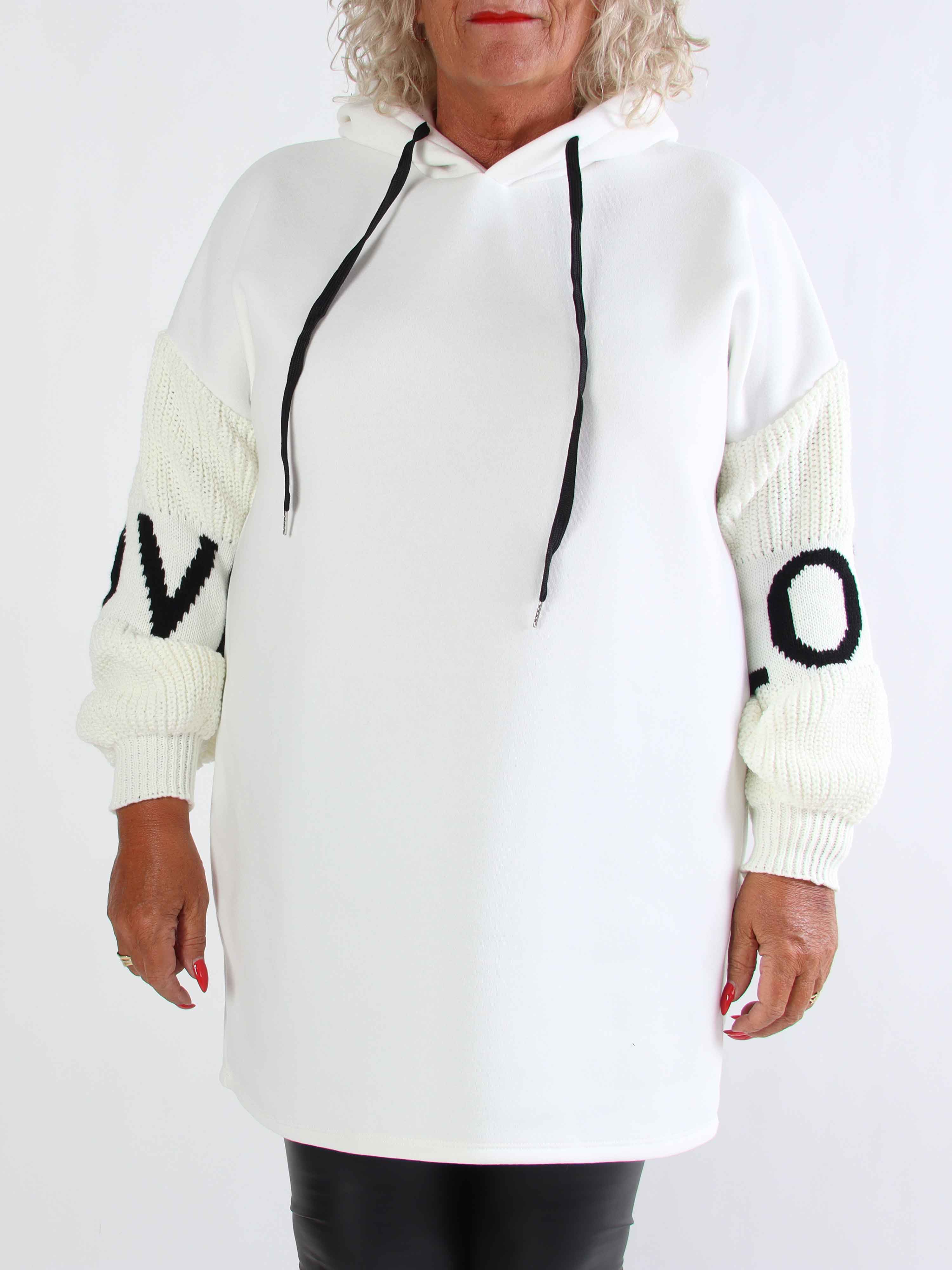 Debbie Hoodie - Plus size hoodie med stickade ärmar