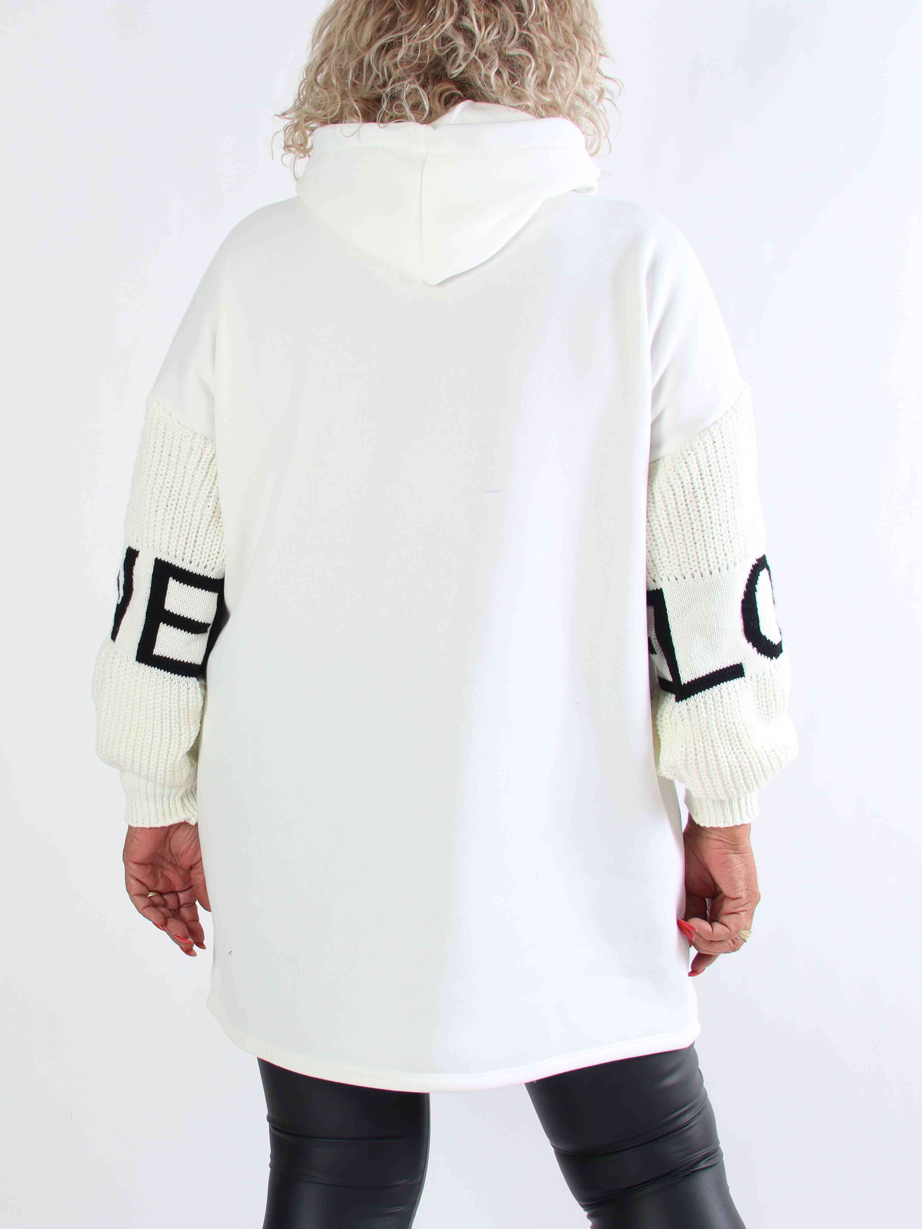 Debbie Hoodie - Plus size hoodie med stickade ärmar