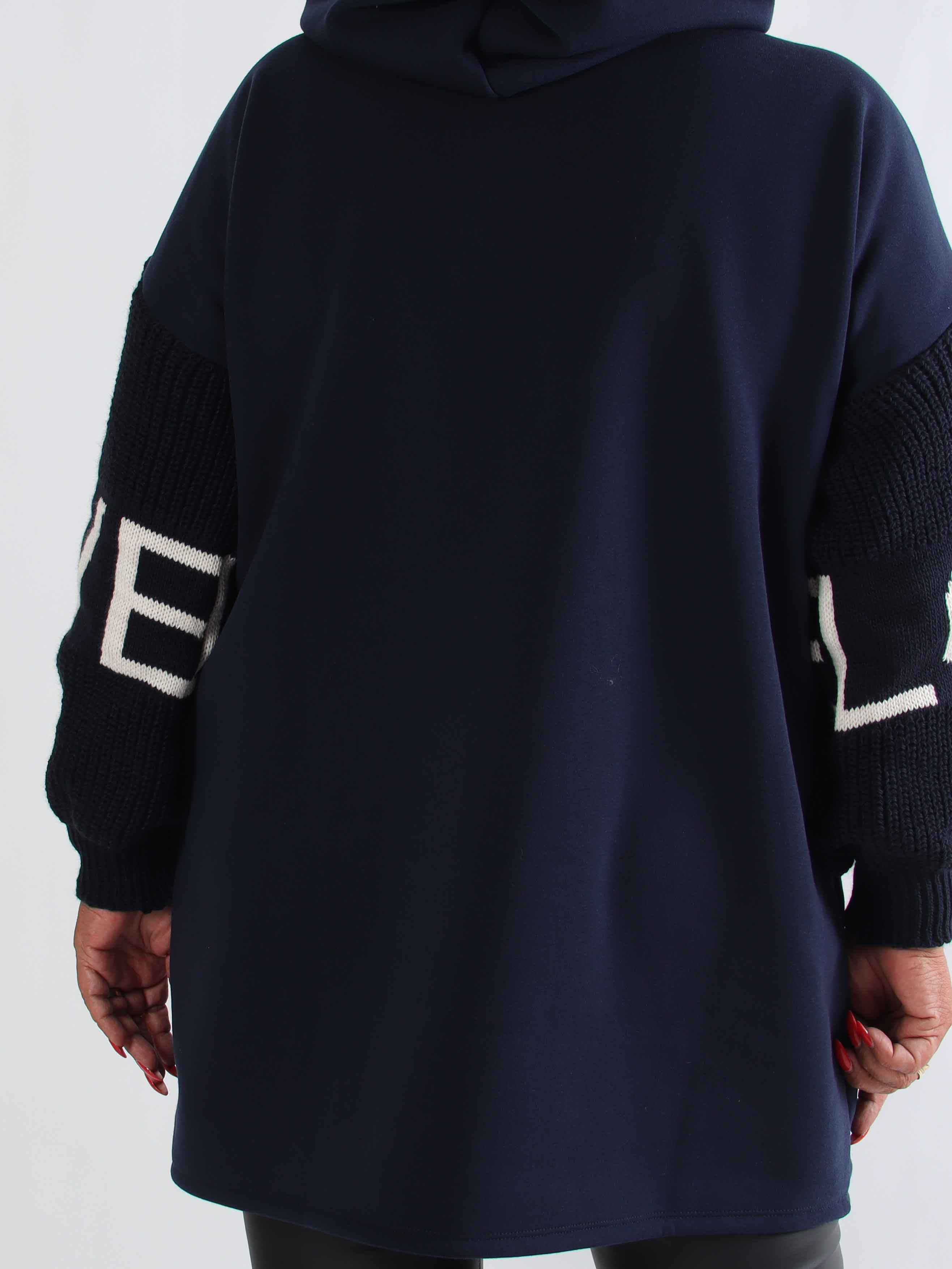 Debbie Hoodie - Plus size hoodie med stickade ärmar