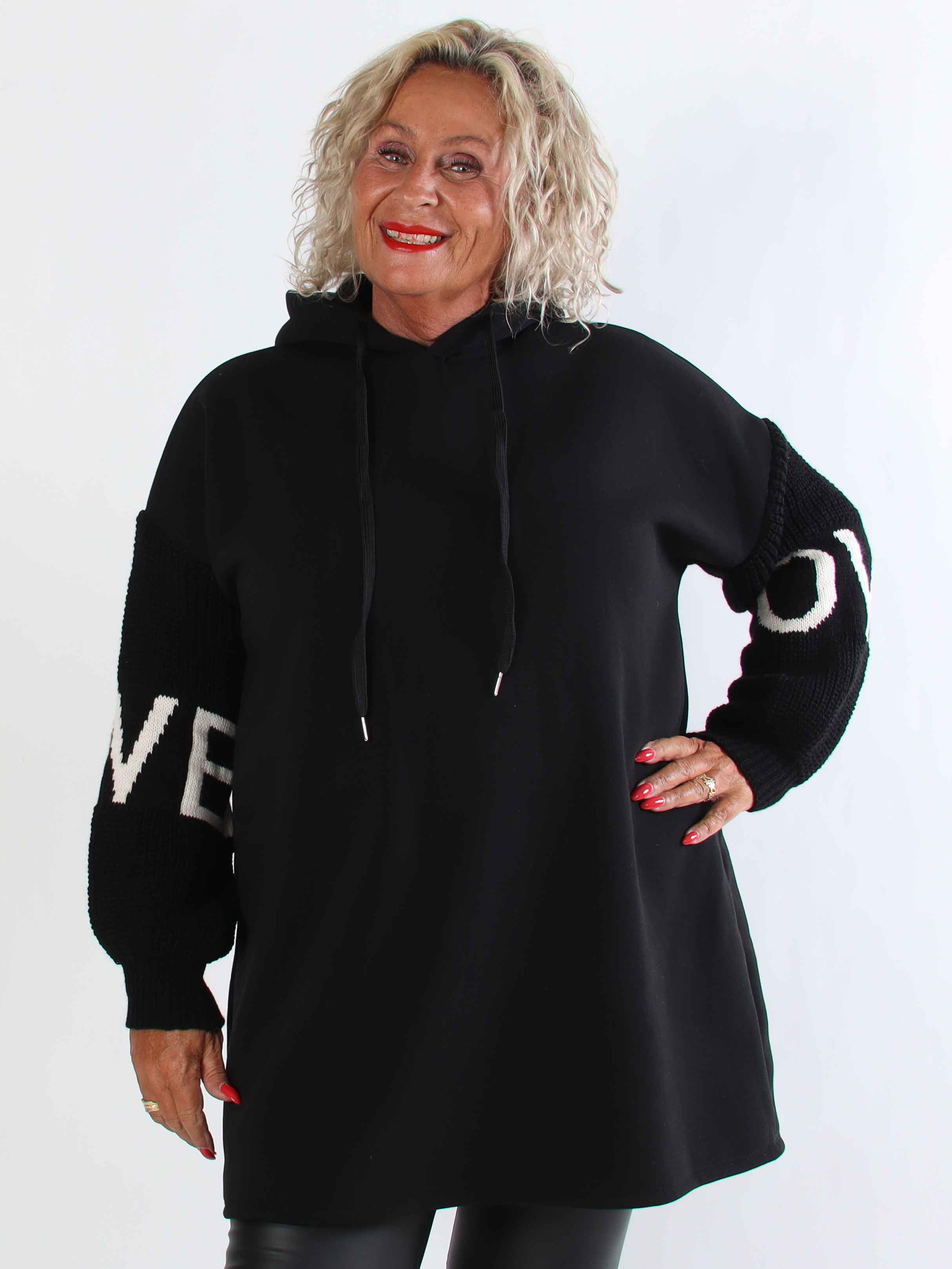 Debbie Hoodie - Plus size hoodie med stickade ärmar