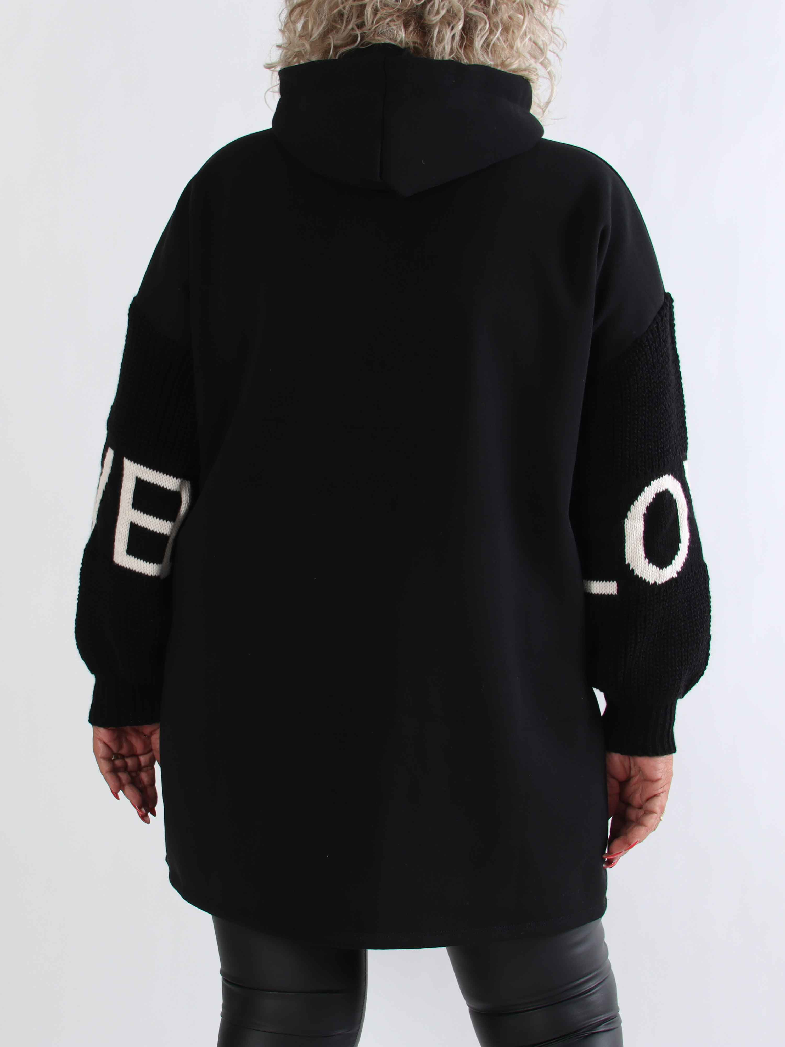 Debbie Hoodie - Plus size hoodie med stickade ärmar