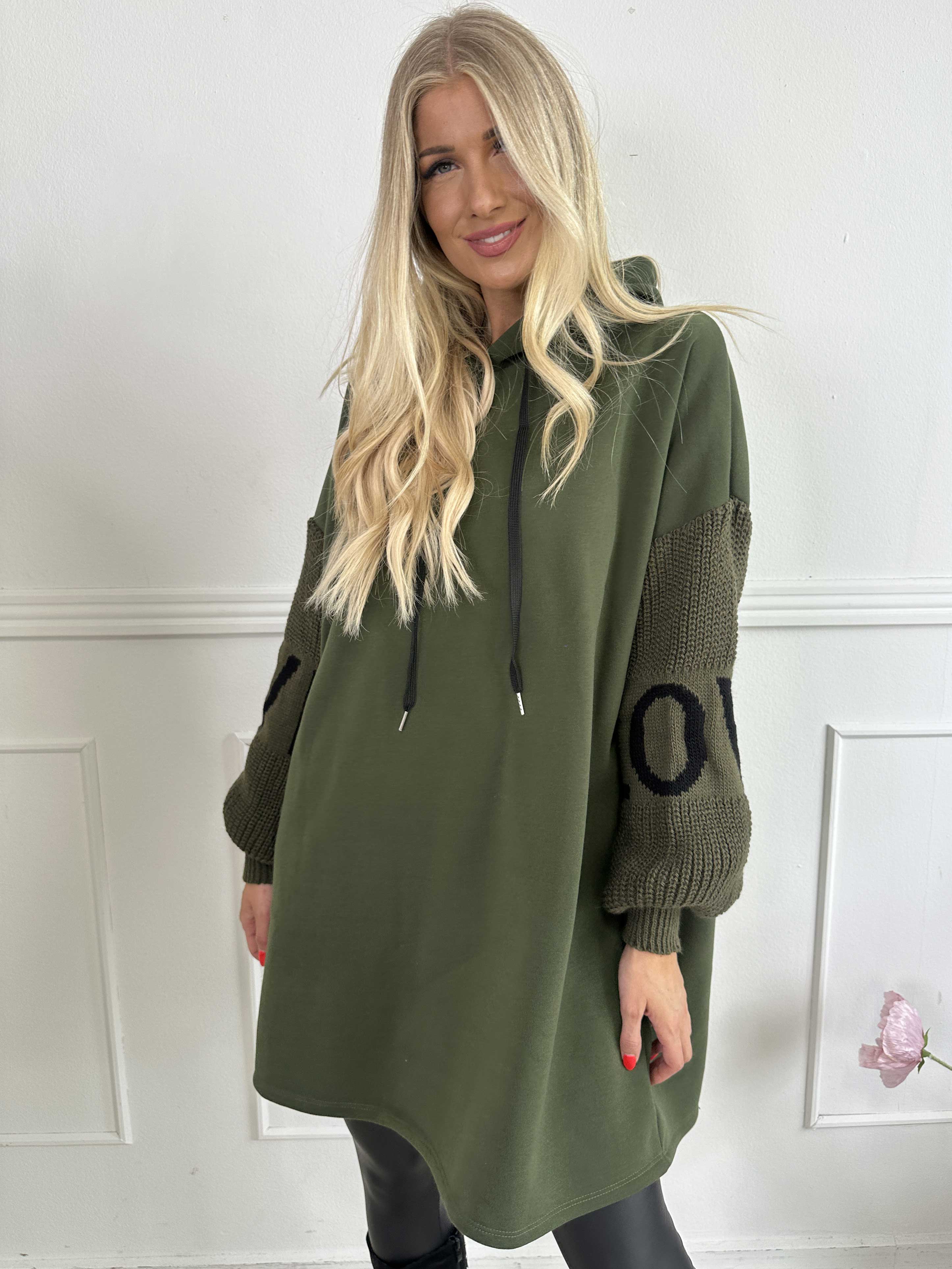 Debbie Hoodie - Oversized hoodie med stickade ärmar