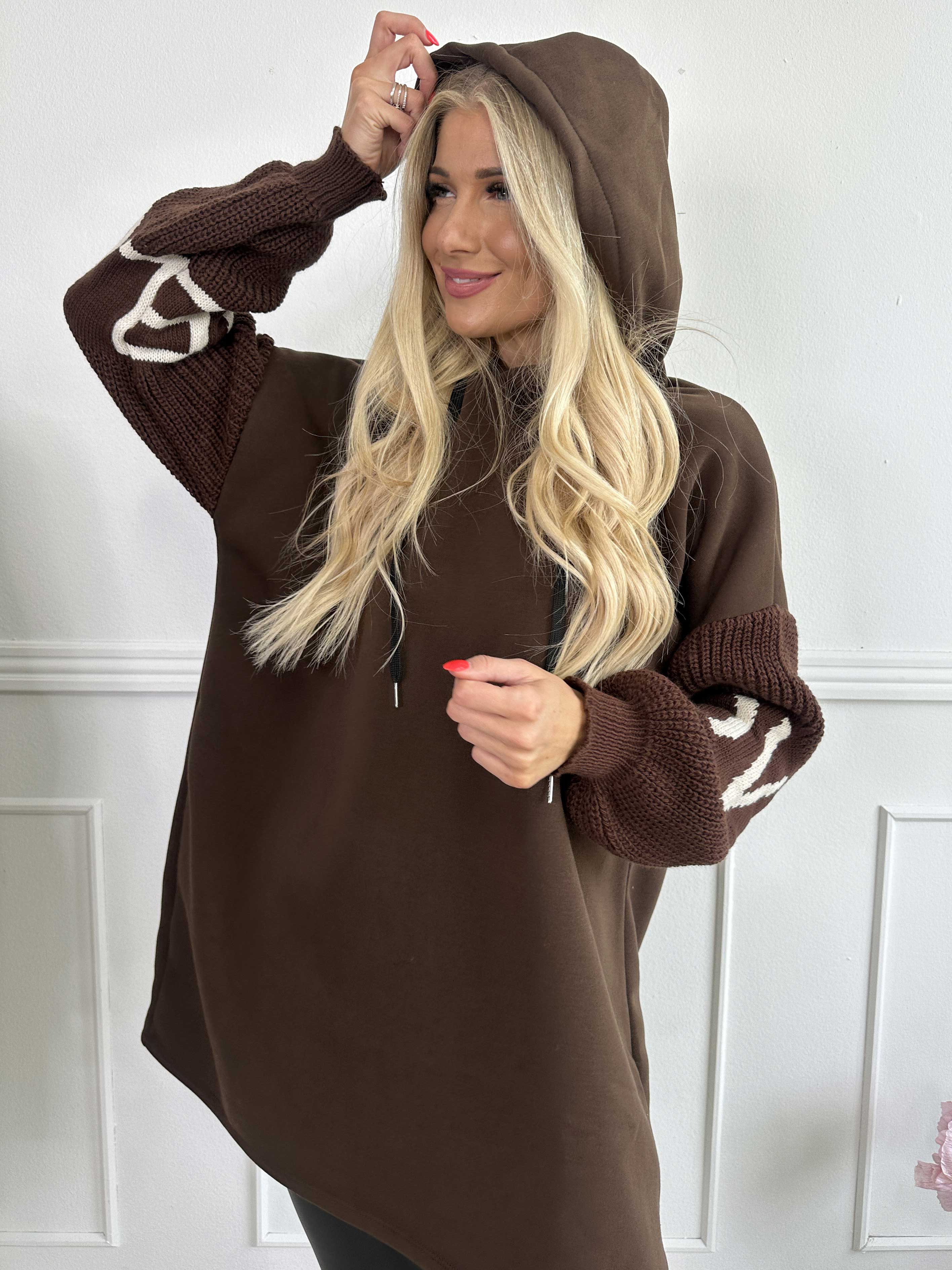 Debbie Hoodie - Oversized hoodie med stickade ärmar