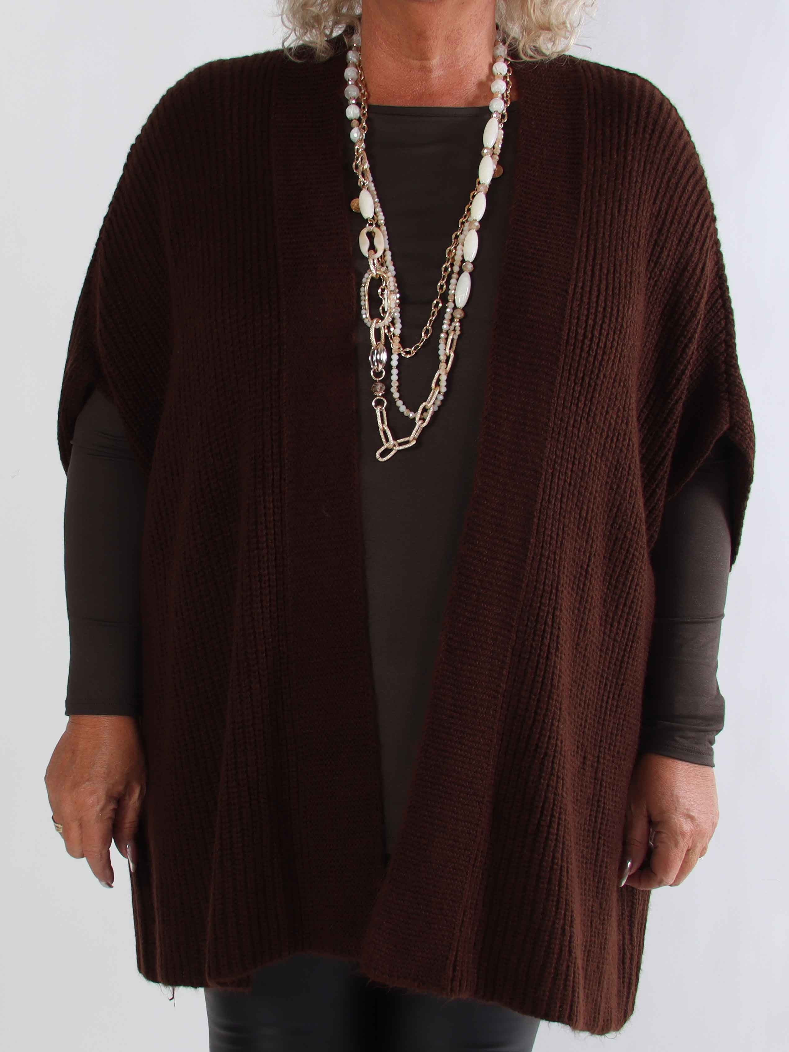 Delfini - Stickad plus size kofta med korta ärmar