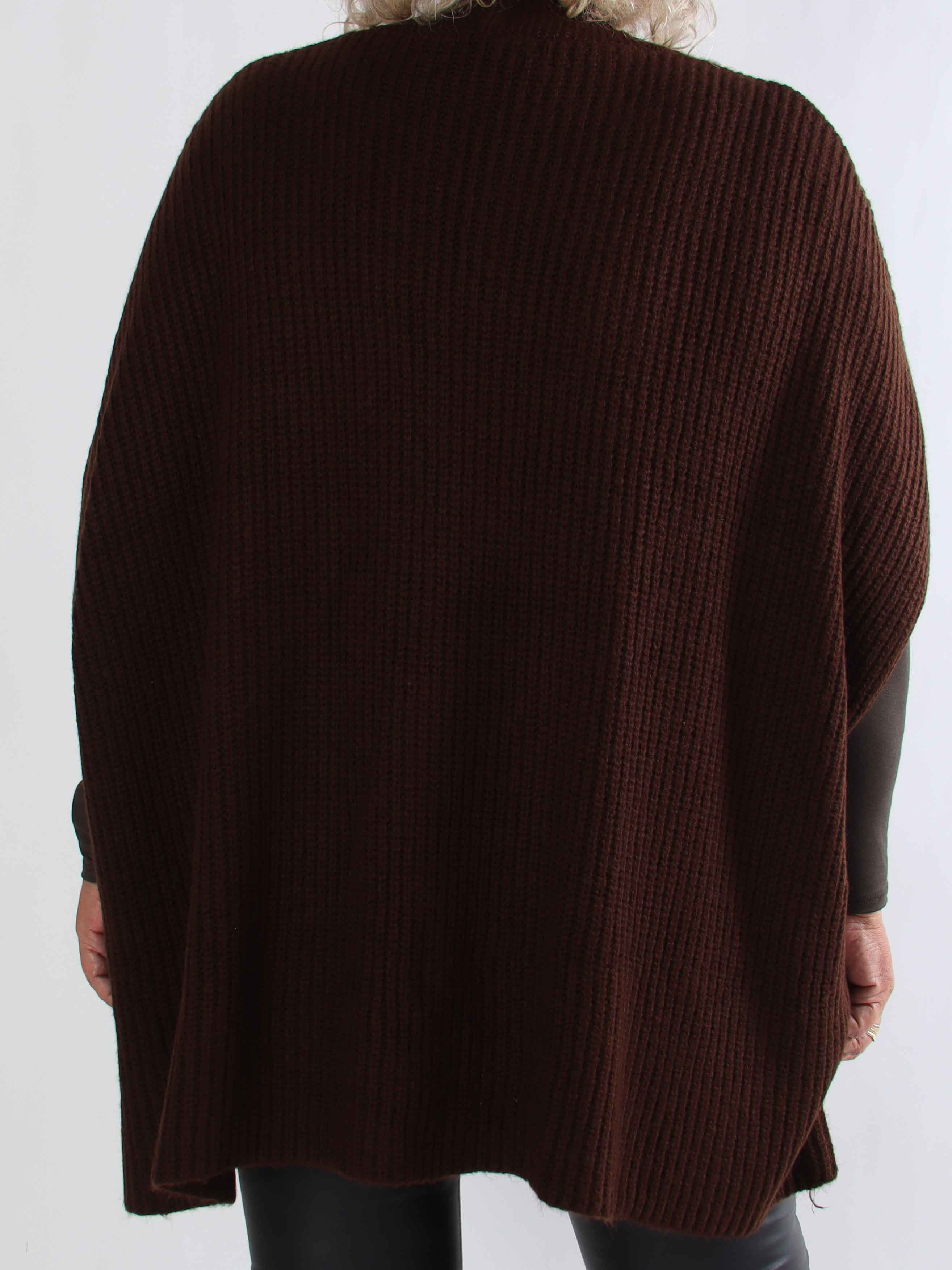 Delfini - Stickad plus size kofta med korta ärmar