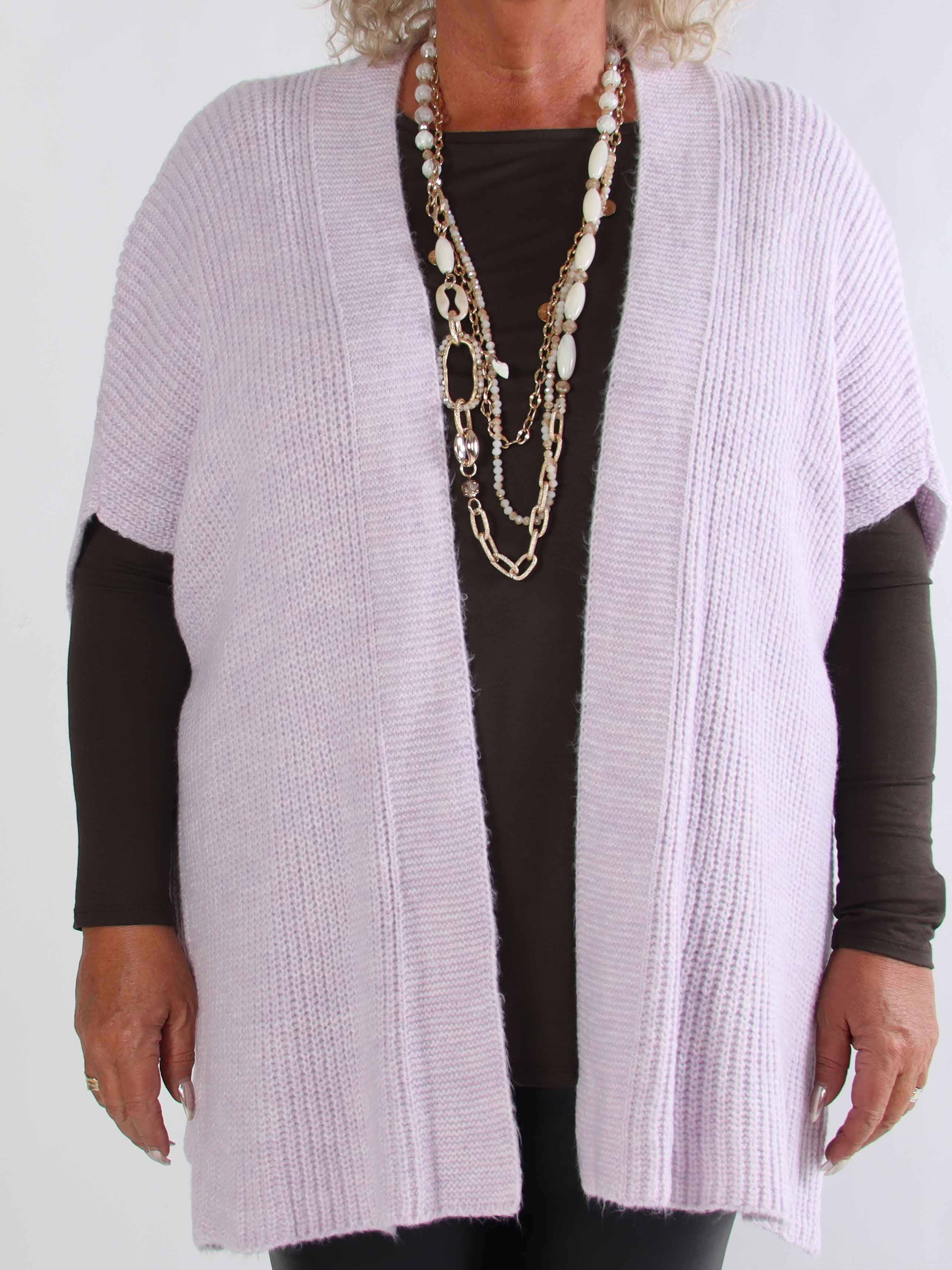 Delfini - Stickad plus size kofta med korta ärmar