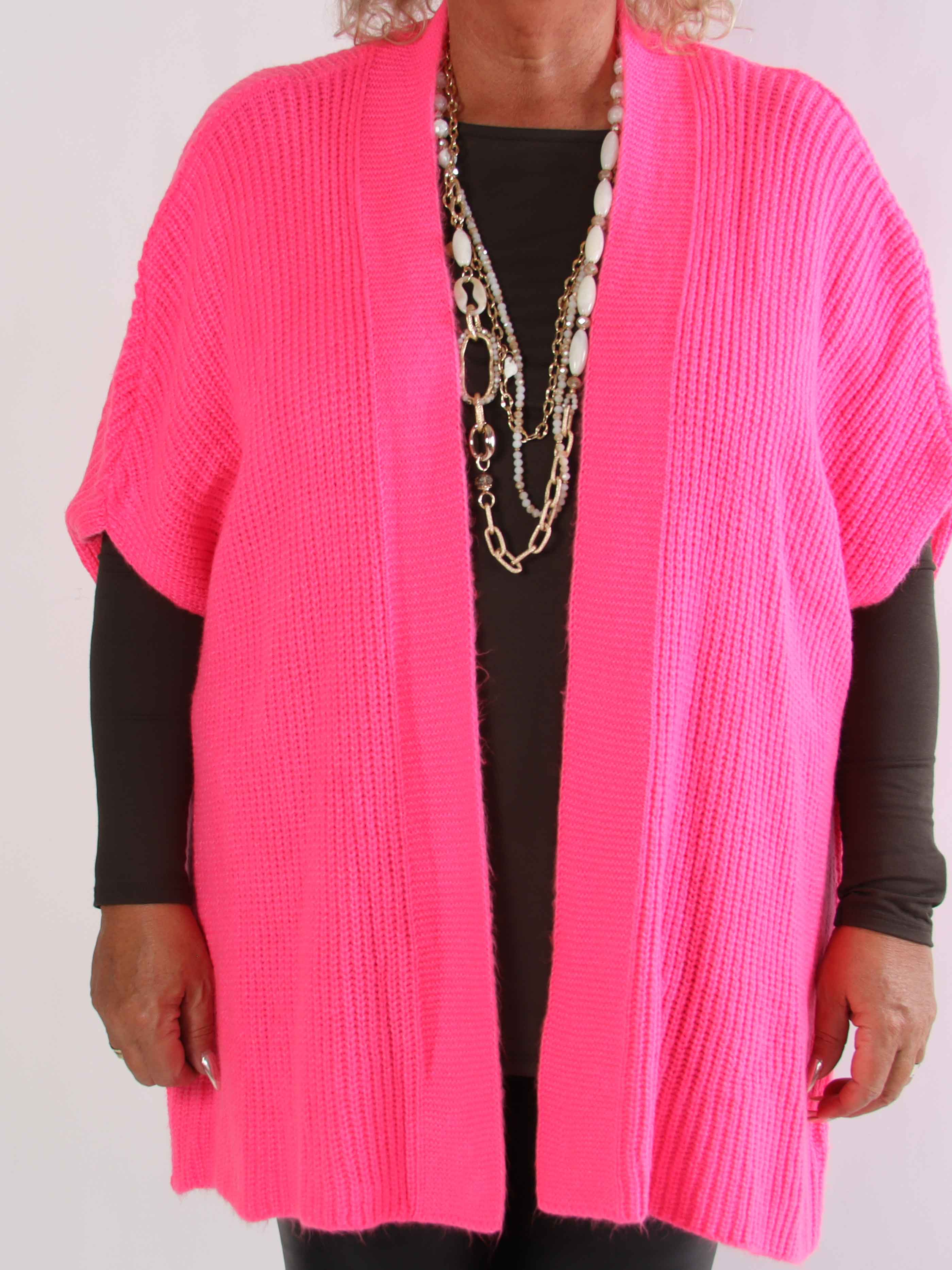 Delfini - Stickad plus size kofta med korta ärmar