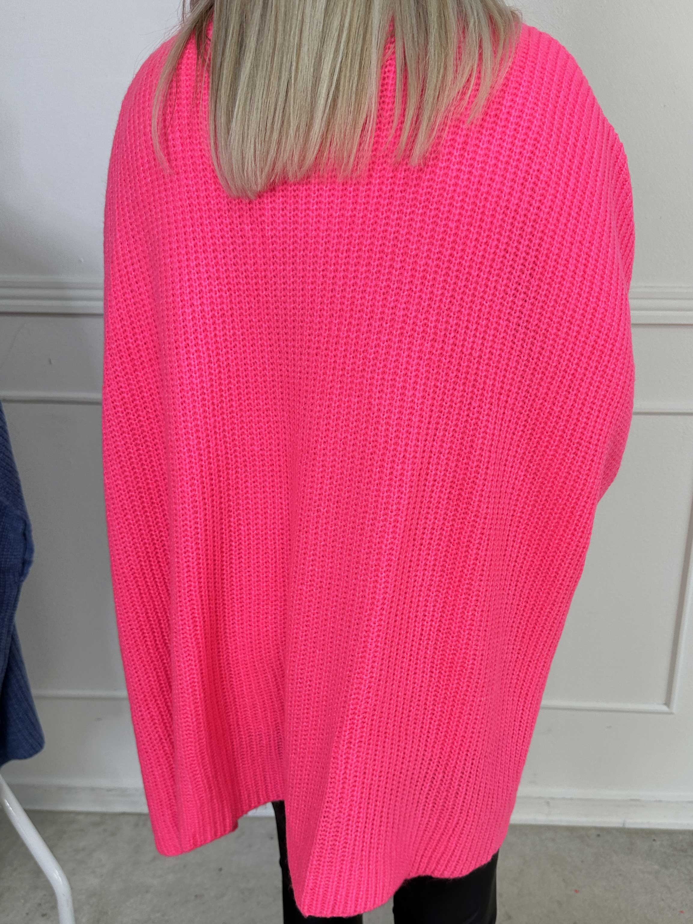 Delfini - Enfärgad stickad kofta med korta ärmar