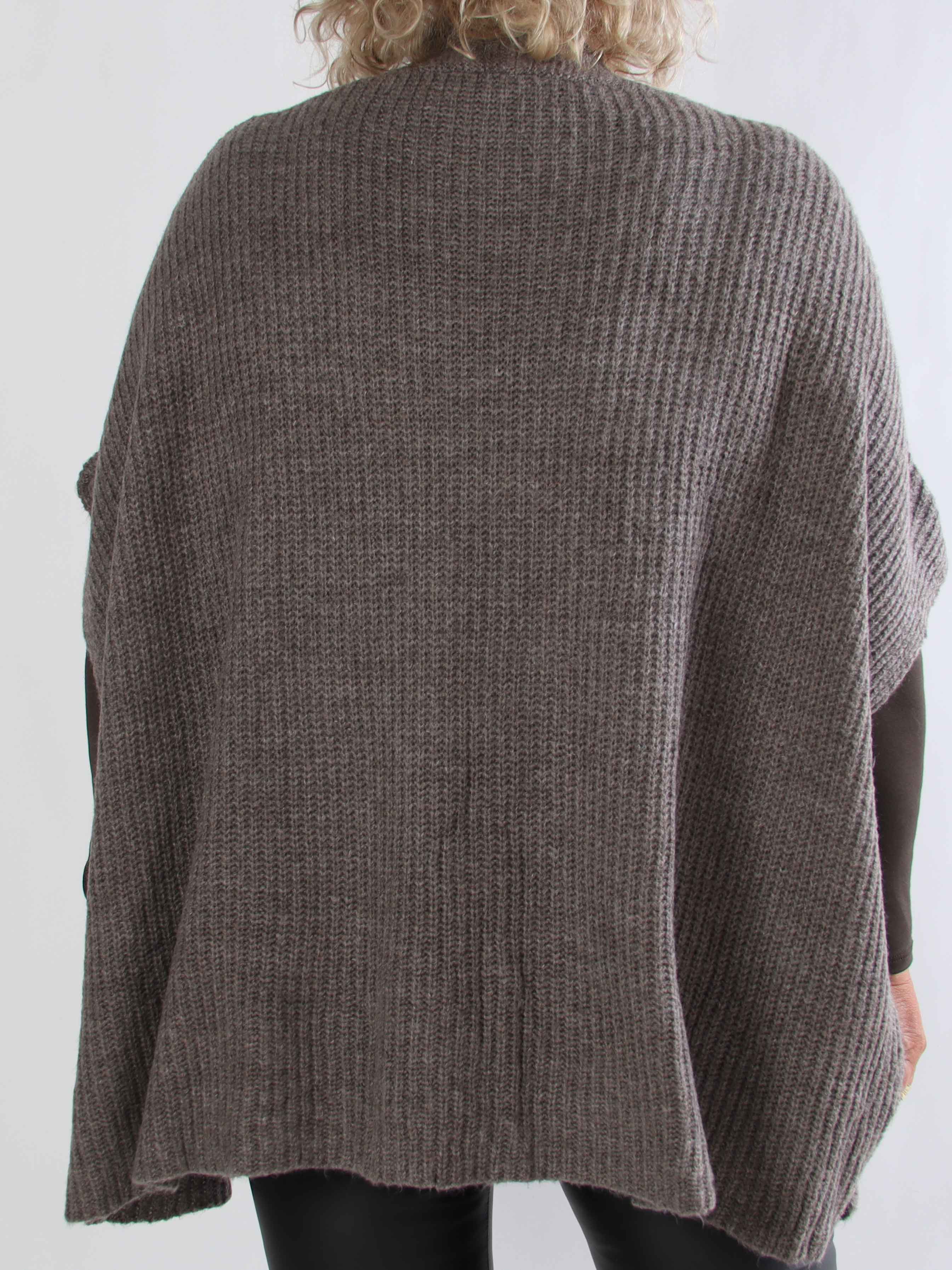 Delfini - Stickad plus size kofta med korta ärmar