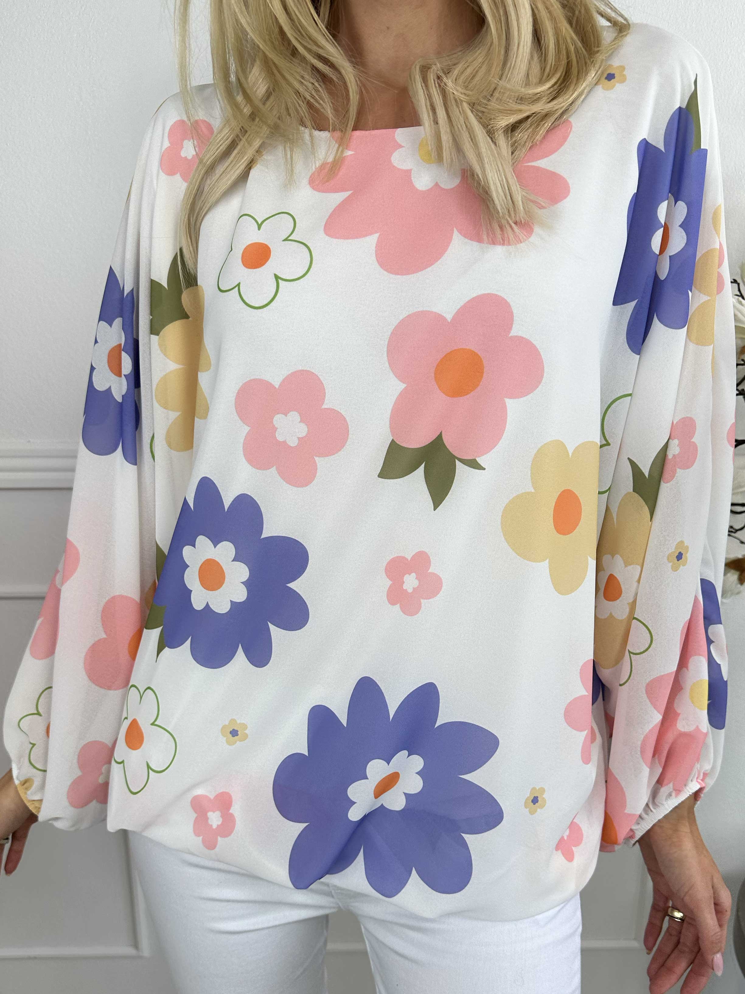 Destiny Flower - Chiffongblus med blommönster