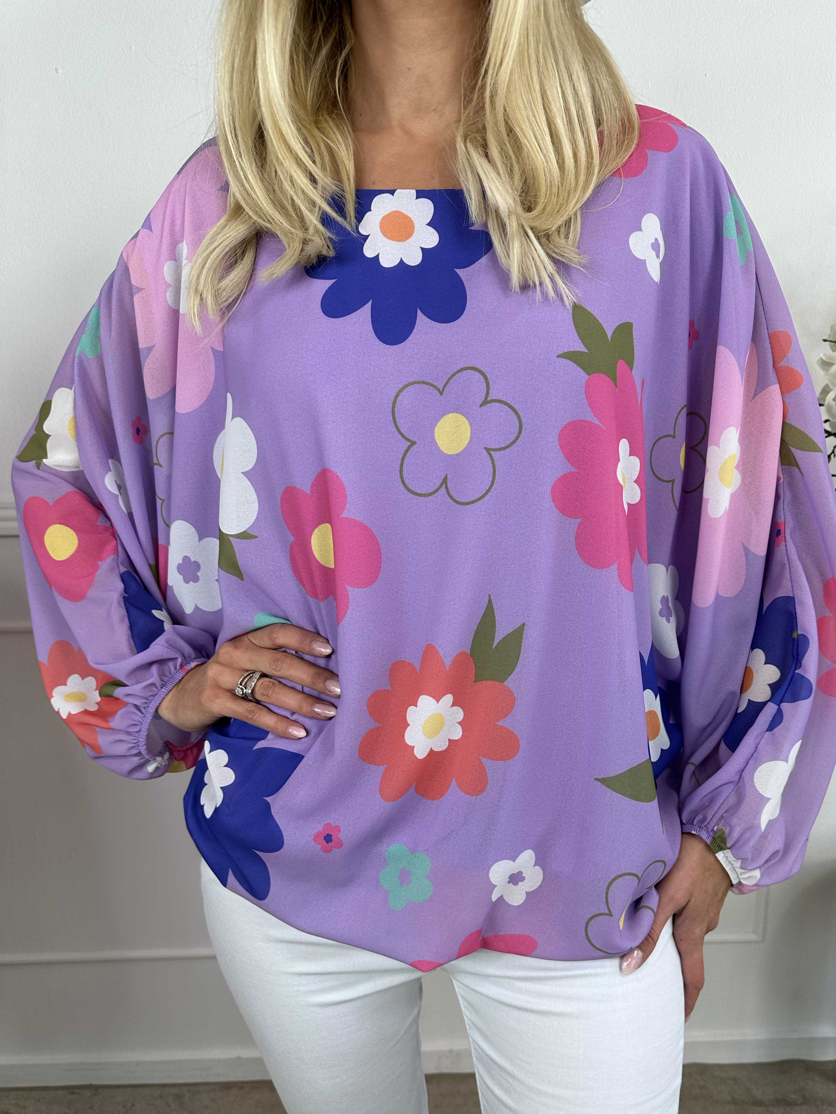 Destiny Flower - Chiffongblus med blommönster