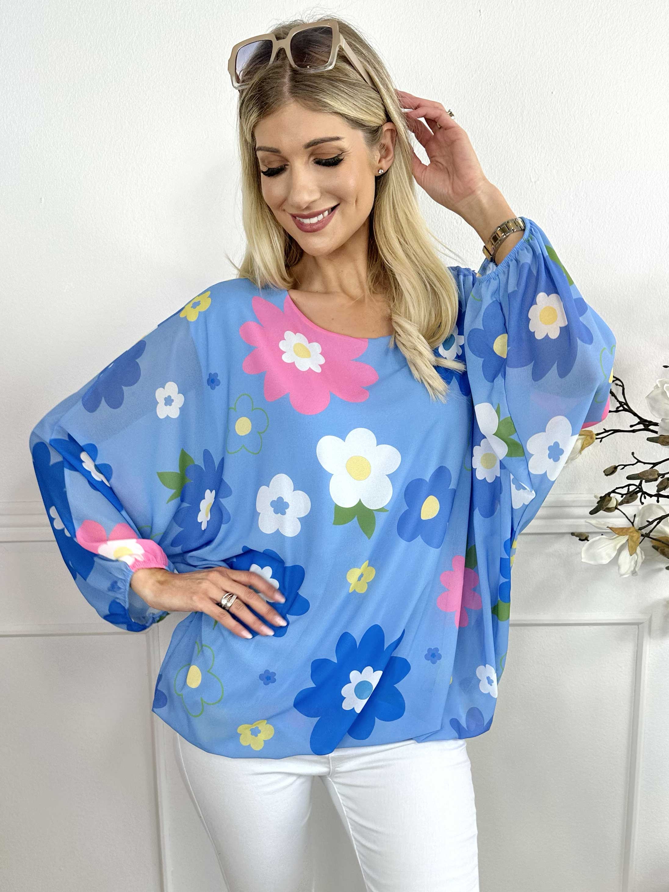 Destiny Flower - Chiffongblus med blommönster