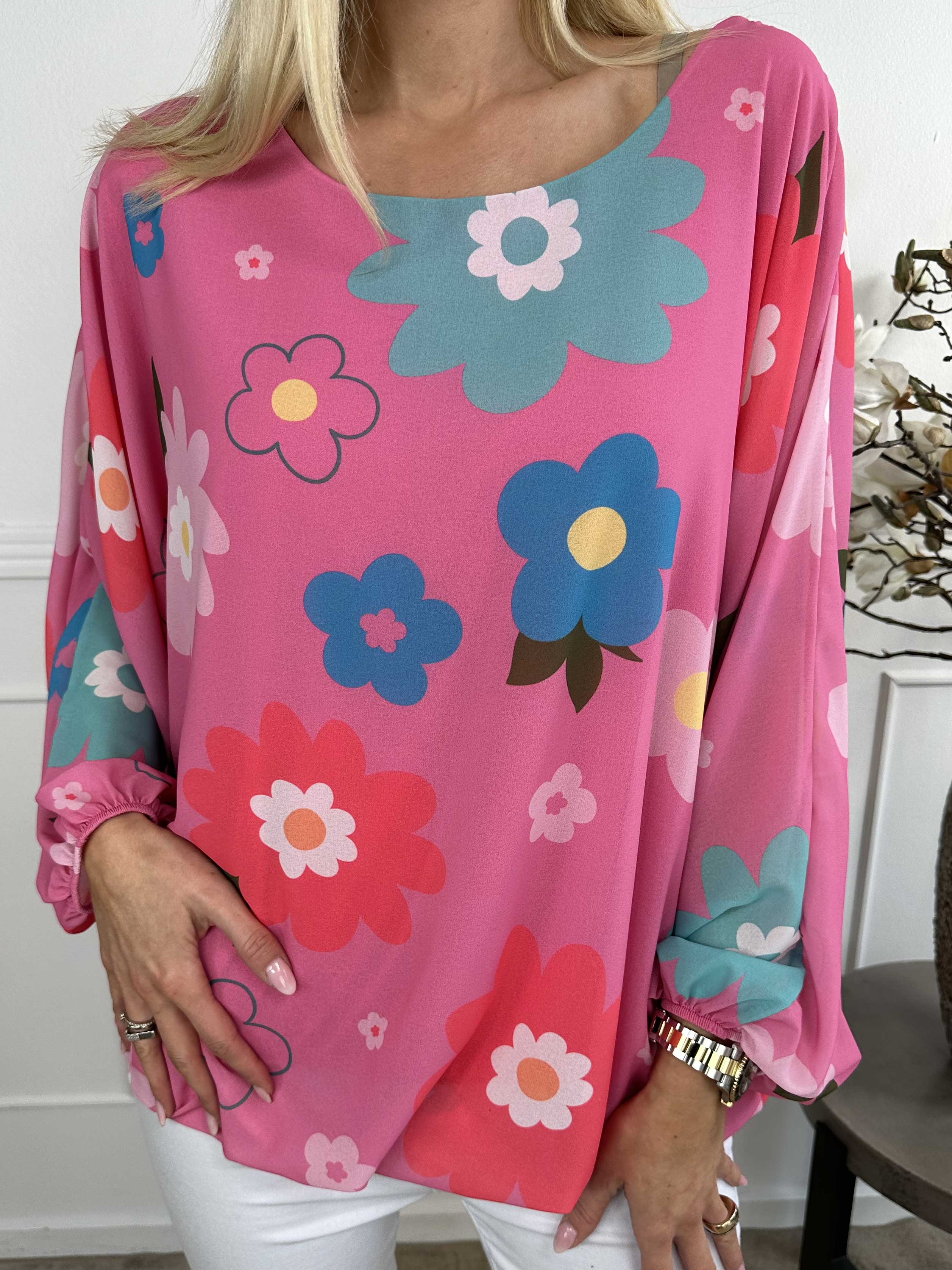 Destiny Flower - Chiffongblus med blommönster