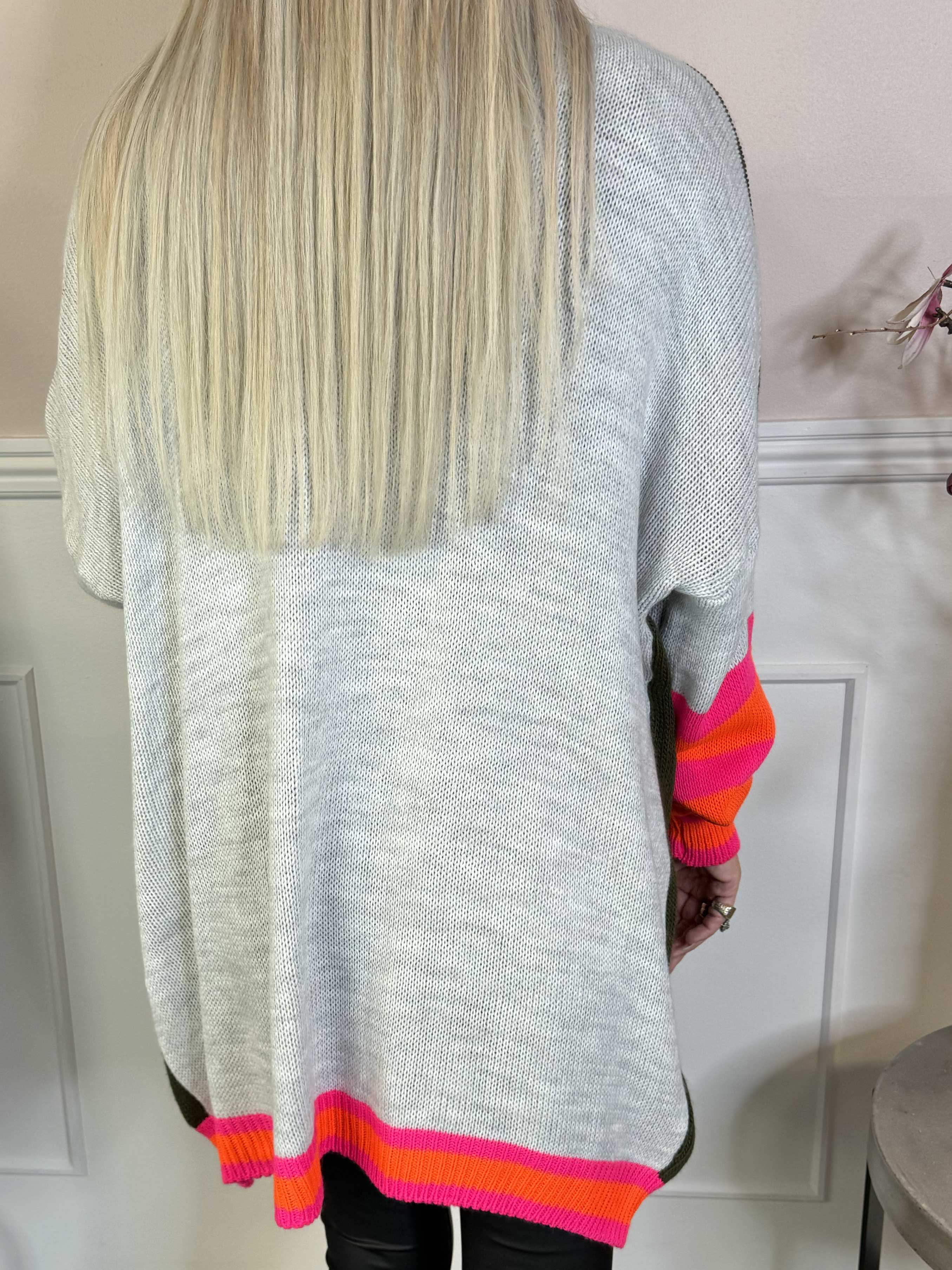 Diah - Mångfärgad college-stickad kofta