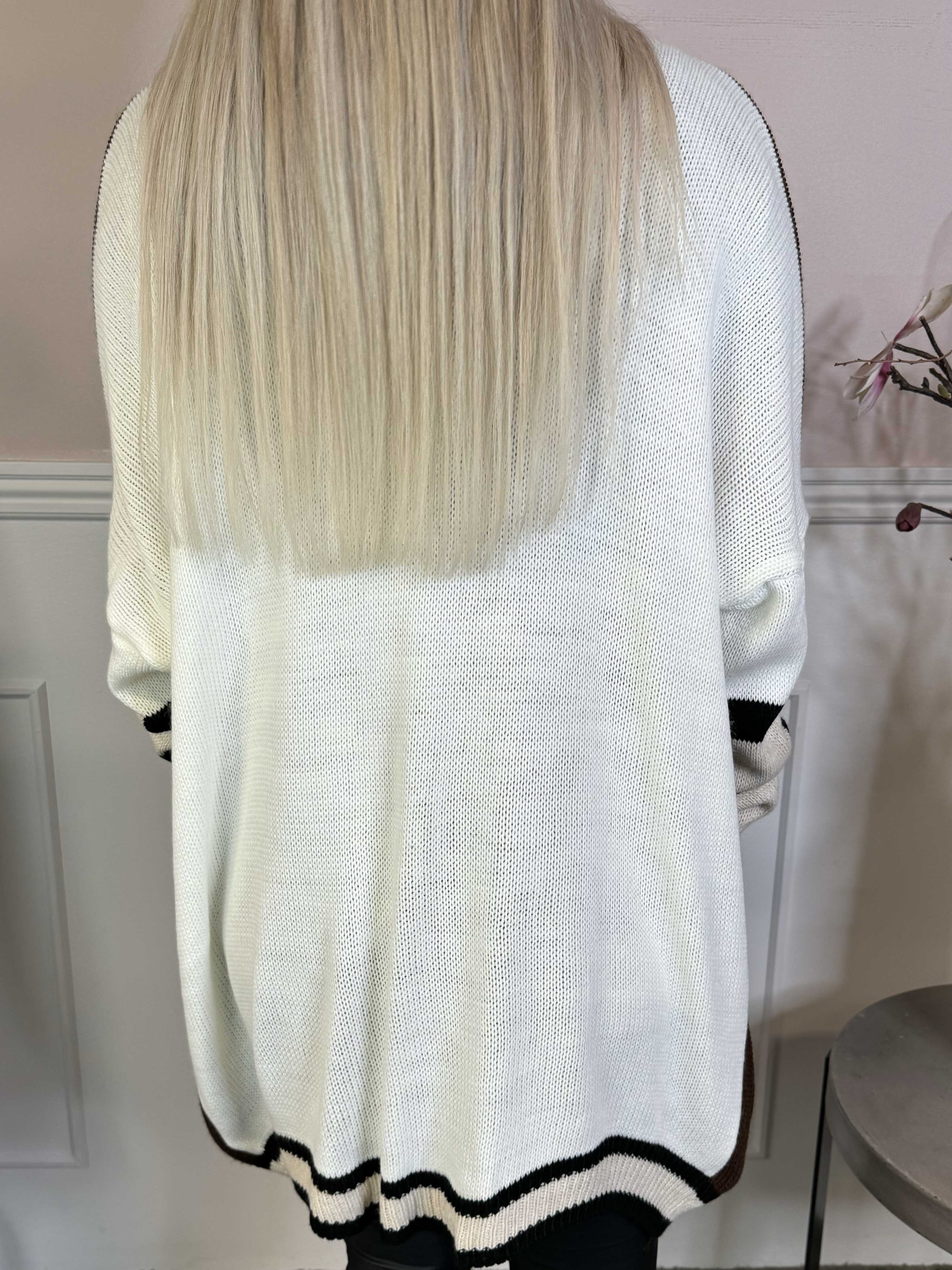 Diah - Mångfärgad college-stickad kofta