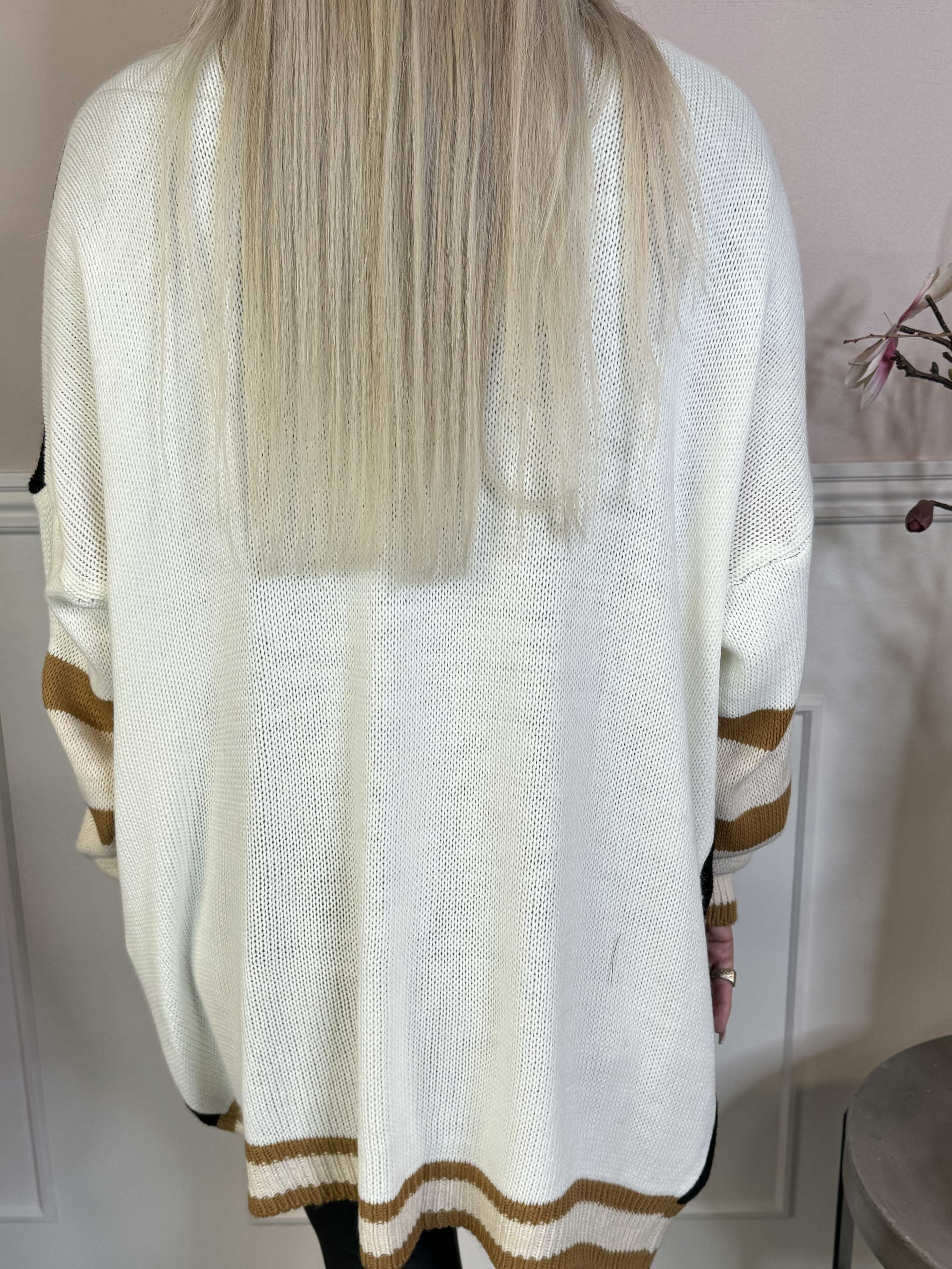 Diah - Mångfärgad college-stickad kofta