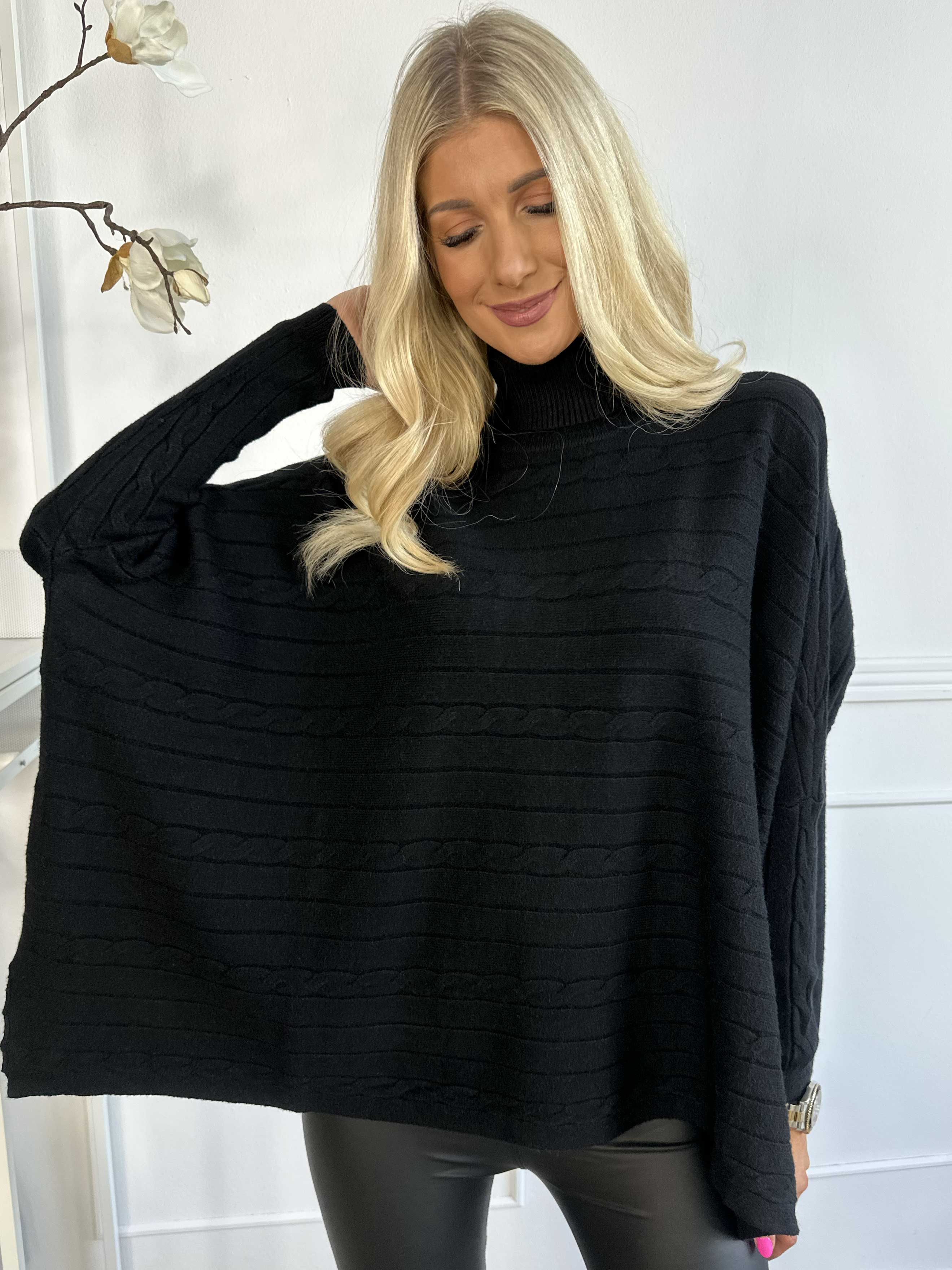 Diamond - Söt mjuk elastisk stickad tröja med polokrage