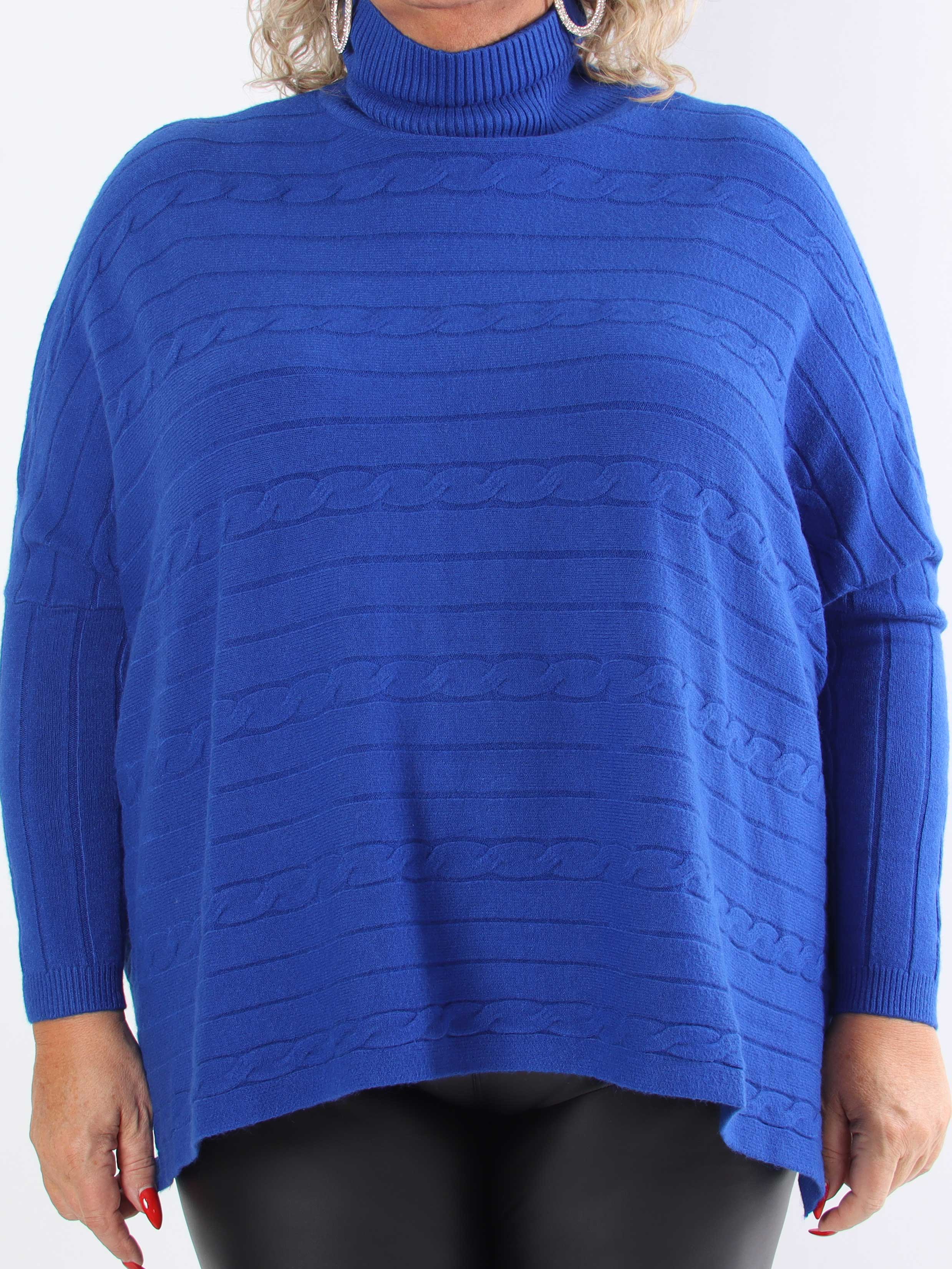 Diamond - Söt mjuk stretchig plus size stickad tröja med polokrage