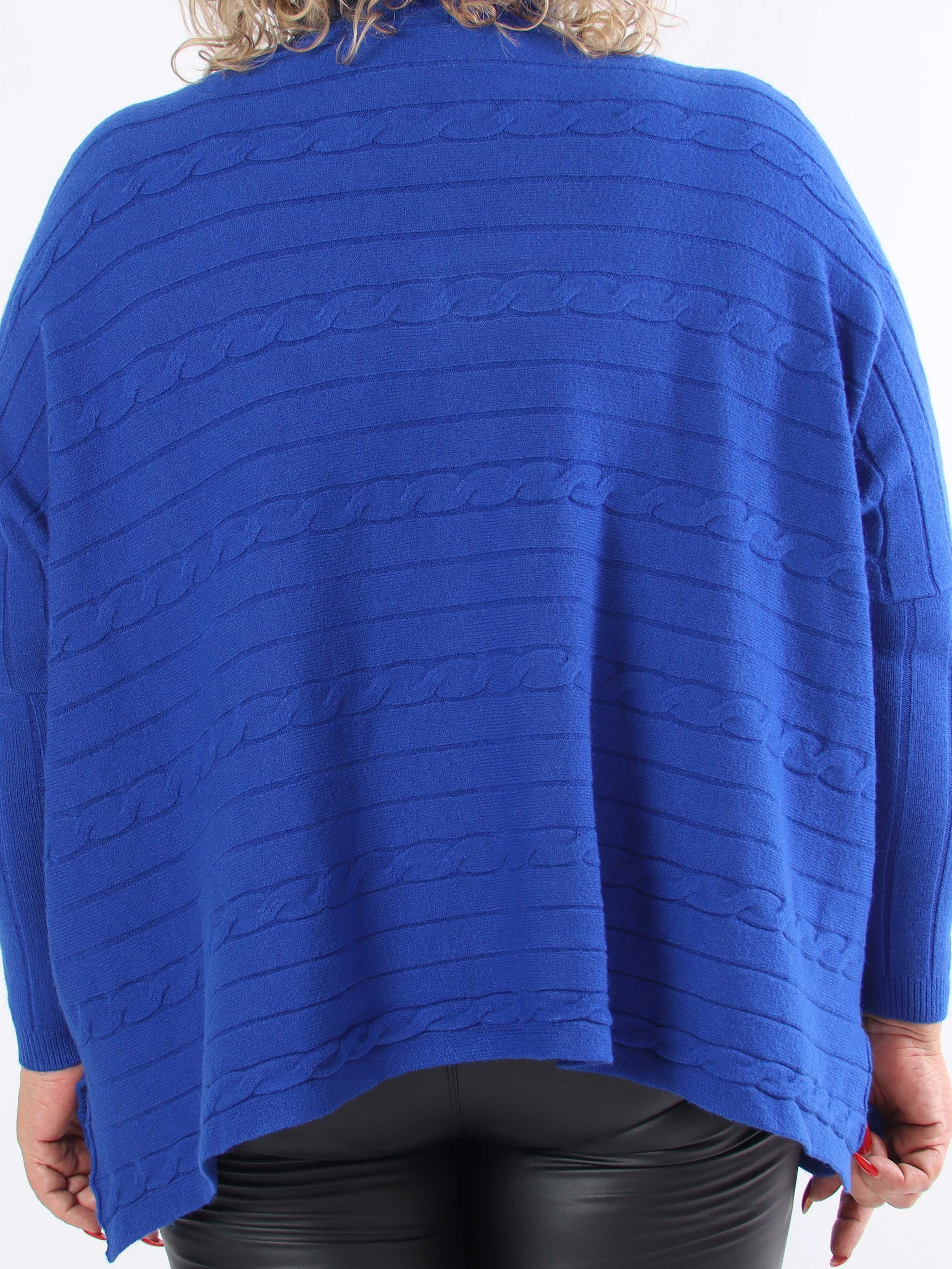 Diamond - Söt mjuk stretchig plus size stickad tröja med polokrage