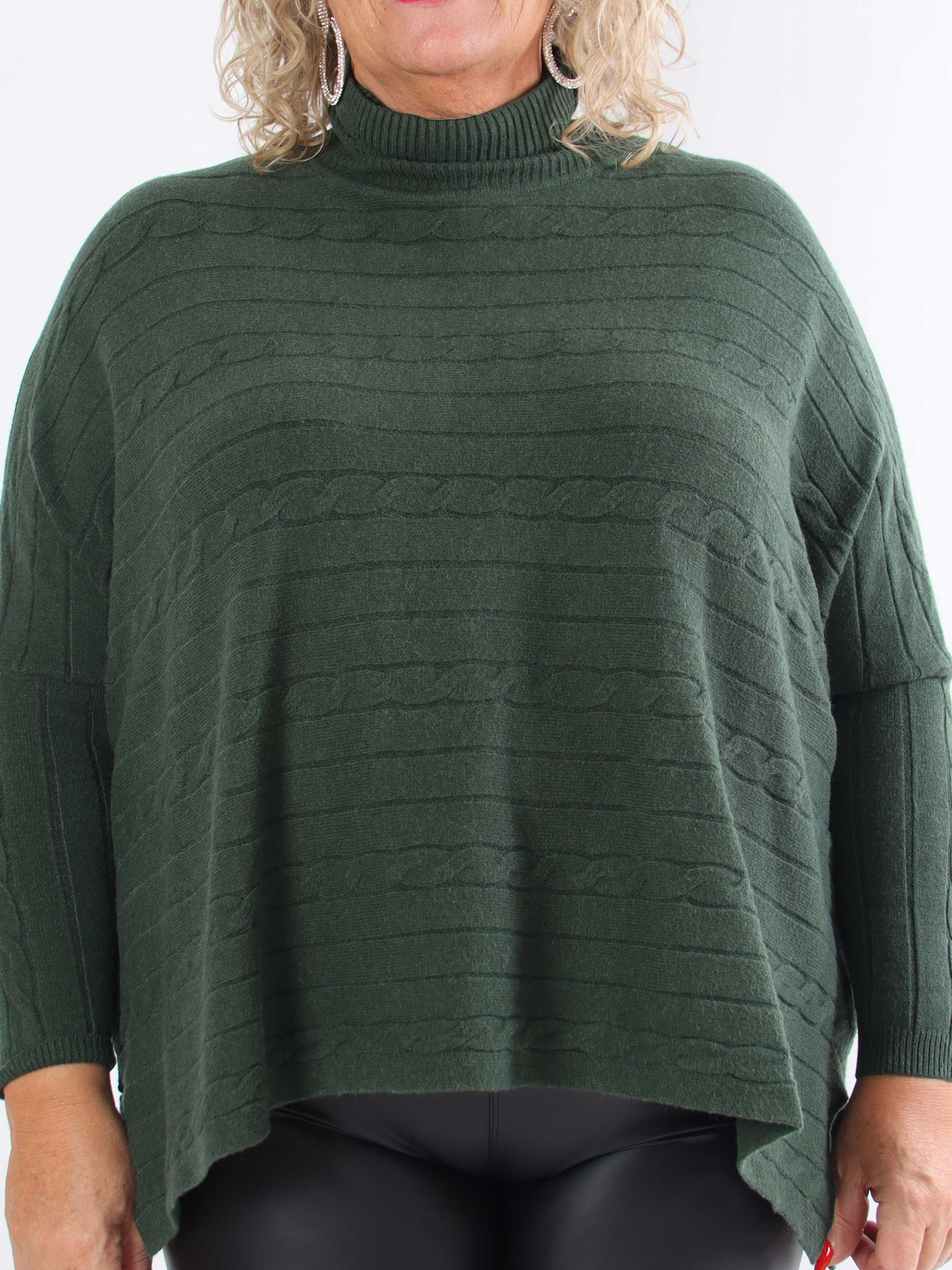 Diamond - Söt mjuk stretchig plus size stickad tröja med polokrage