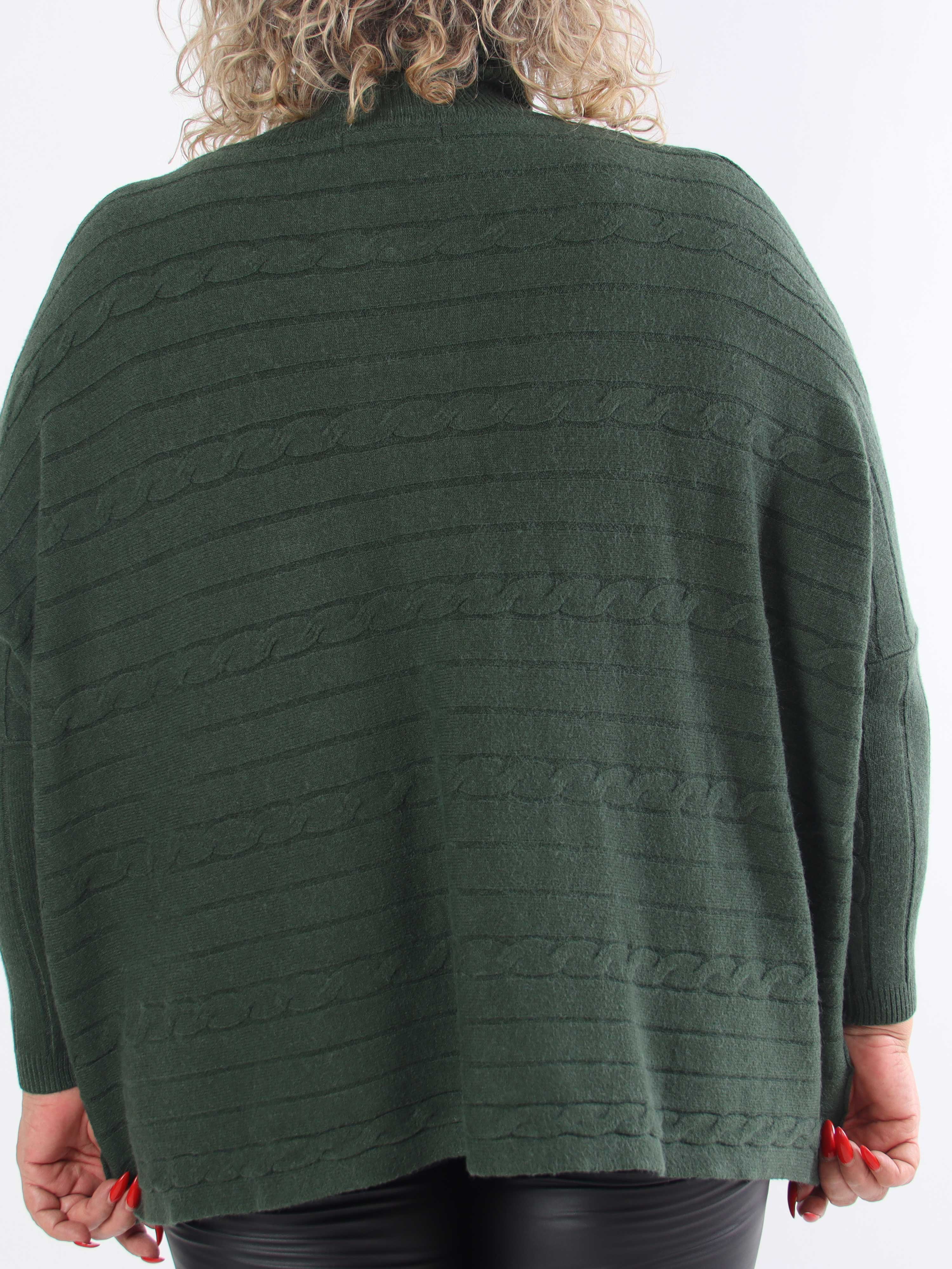 Diamond - Söt mjuk stretchig plus size stickad tröja med polokrage