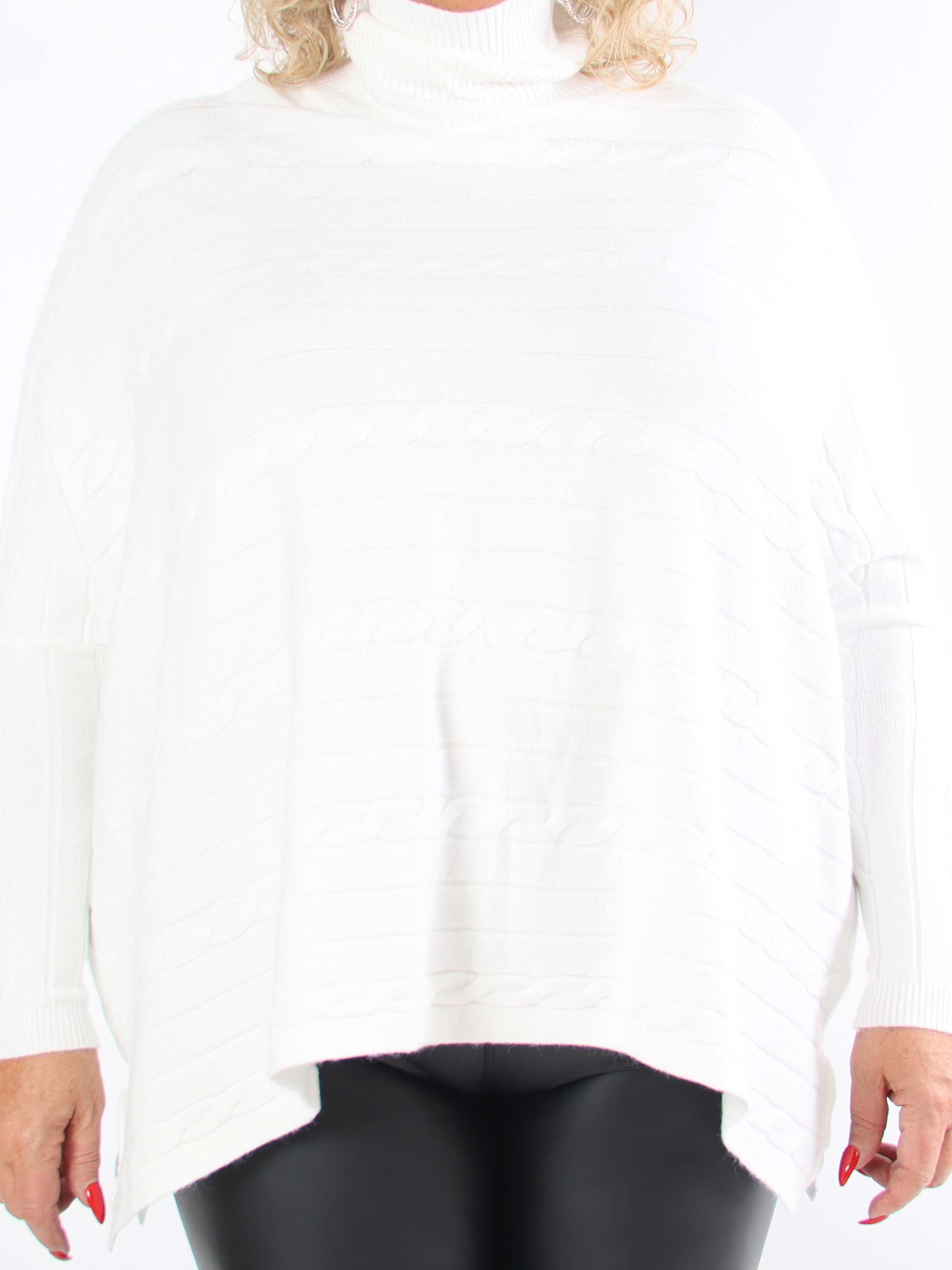 Diamond - Söt mjuk stretchig plus size stickad tröja med polokrage