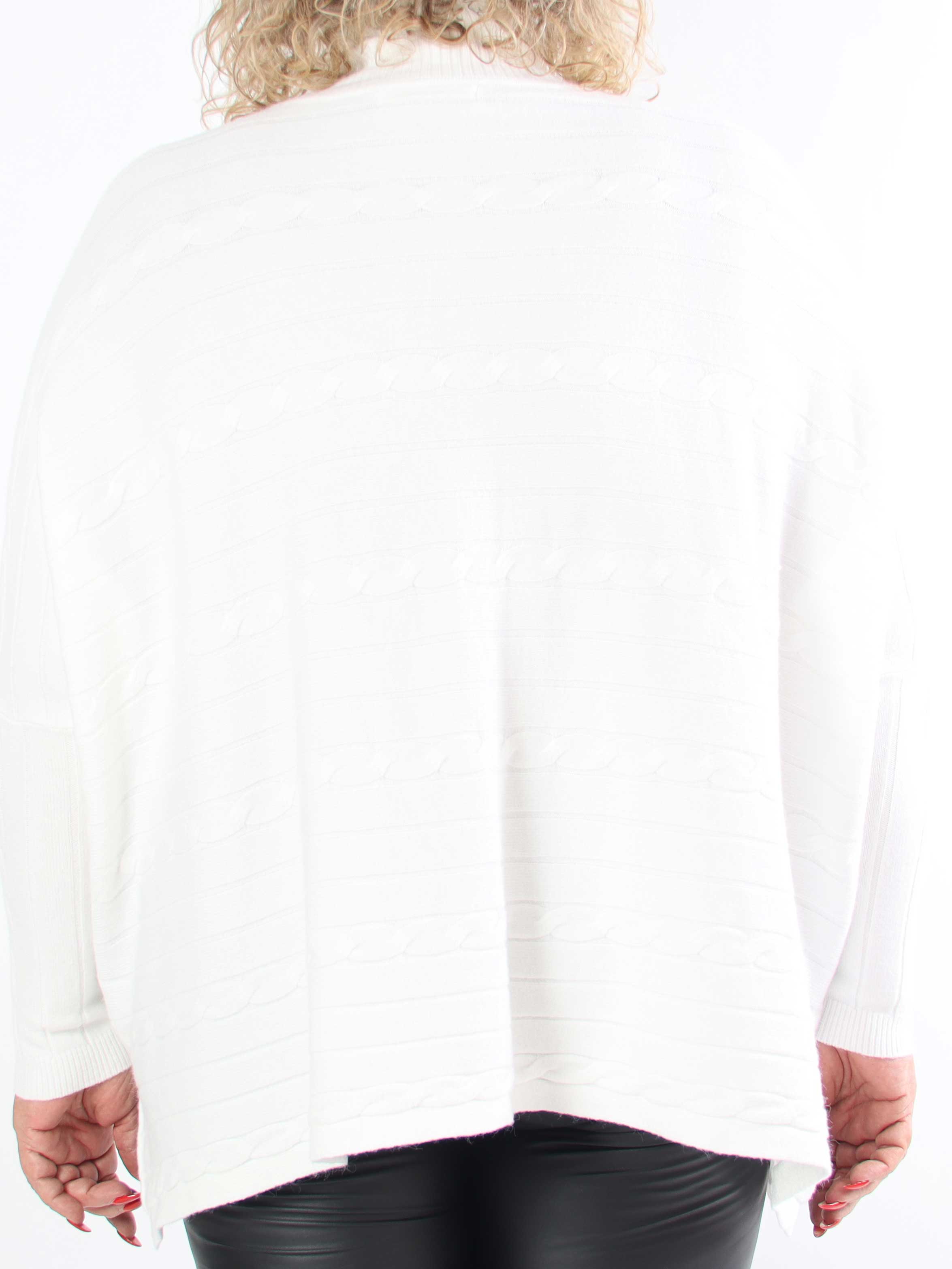 Diamond - Söt mjuk stretchig plus size stickad tröja med polokrage