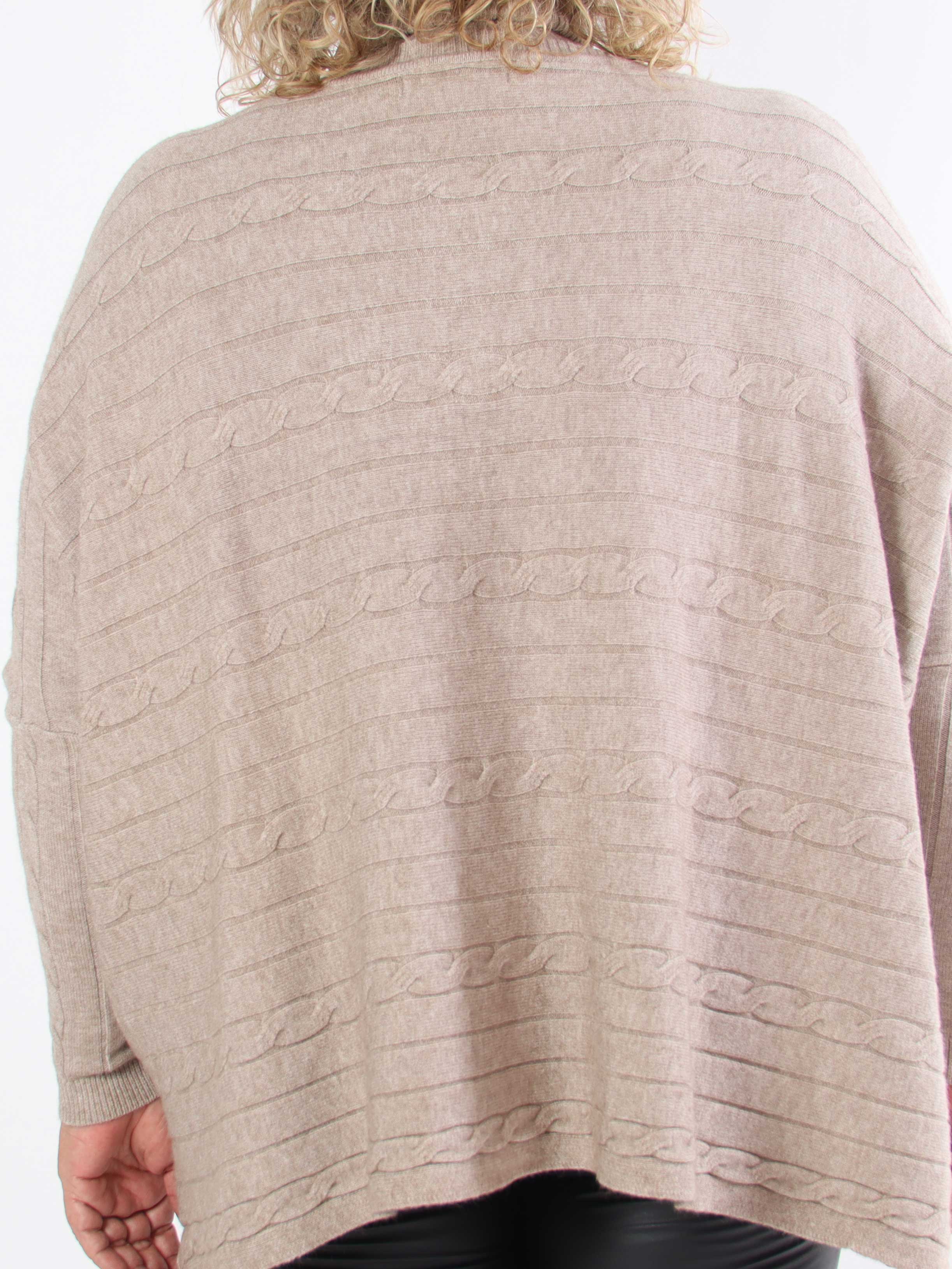 Diamond - Söt mjuk stretchig plus size stickad tröja med polokrage