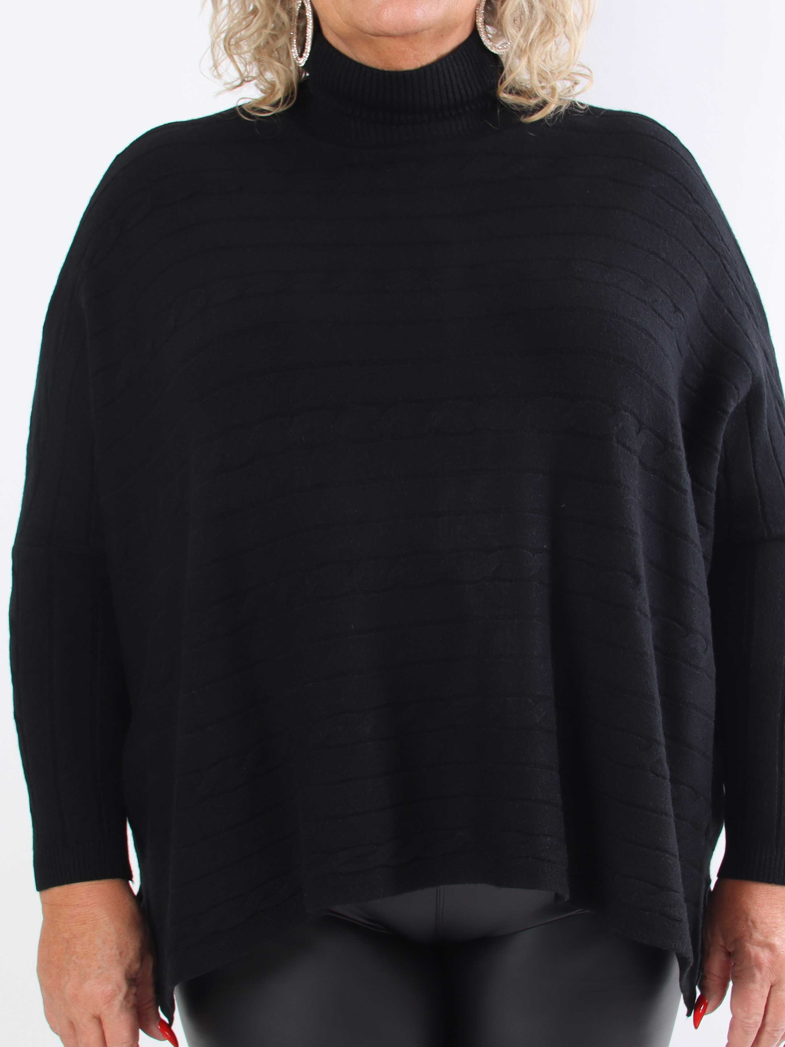 Diamond - Söt mjuk stretchig plus size stickad tröja med polokrage