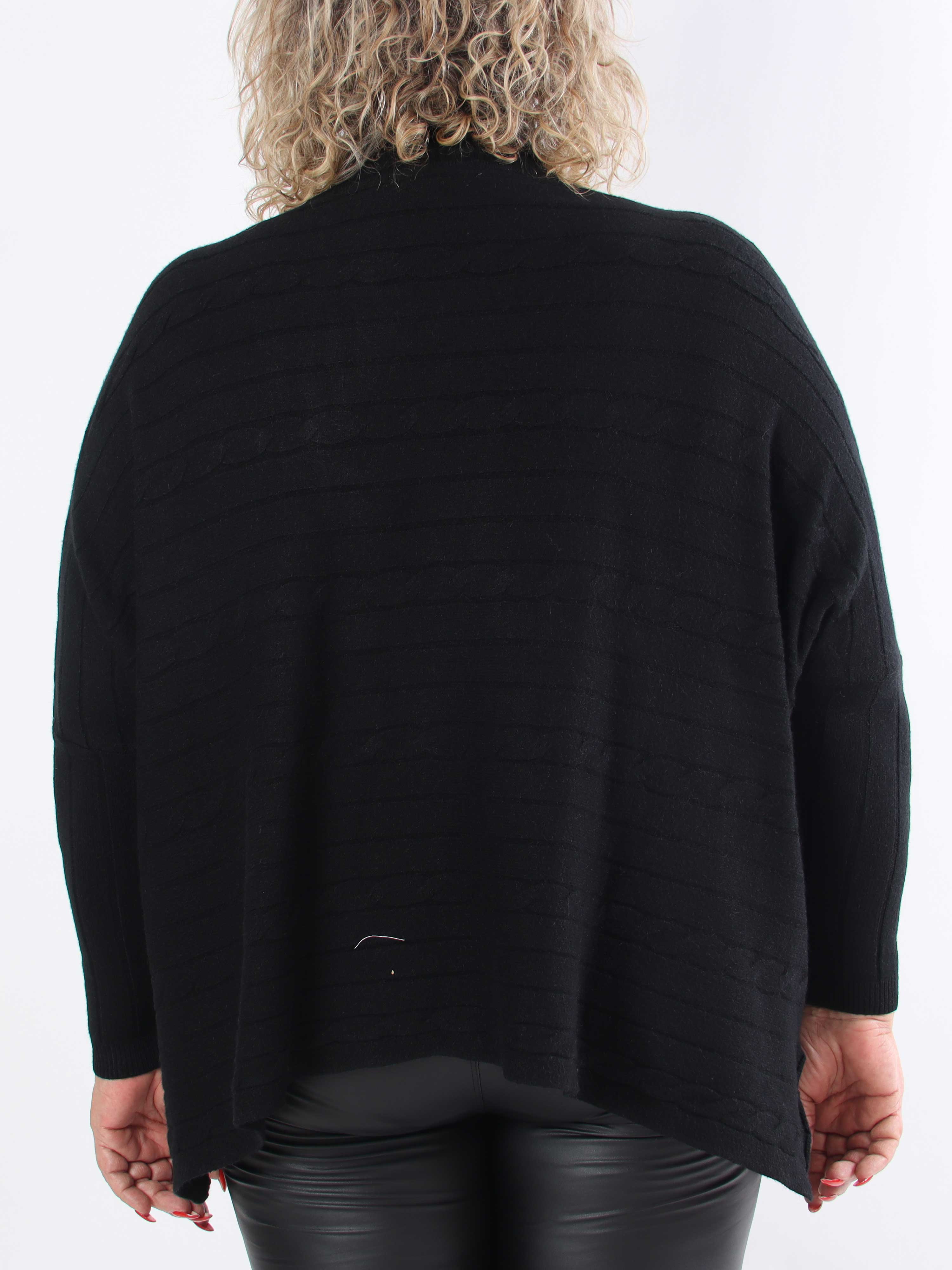 Diamond - Söt mjuk stretchig plus size stickad tröja med polokrage