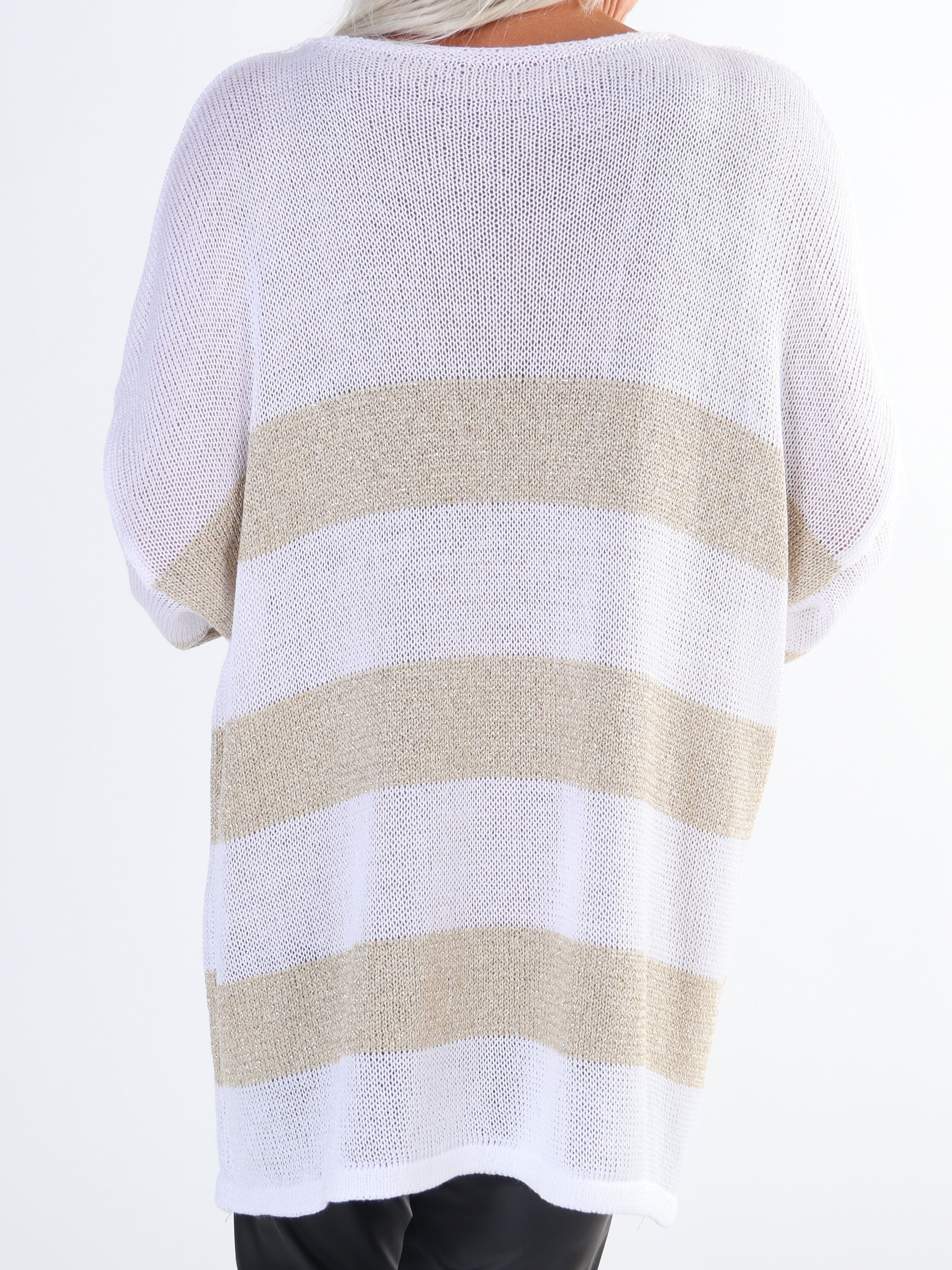 Dima - Plus size tröja i viskos med guld ränder