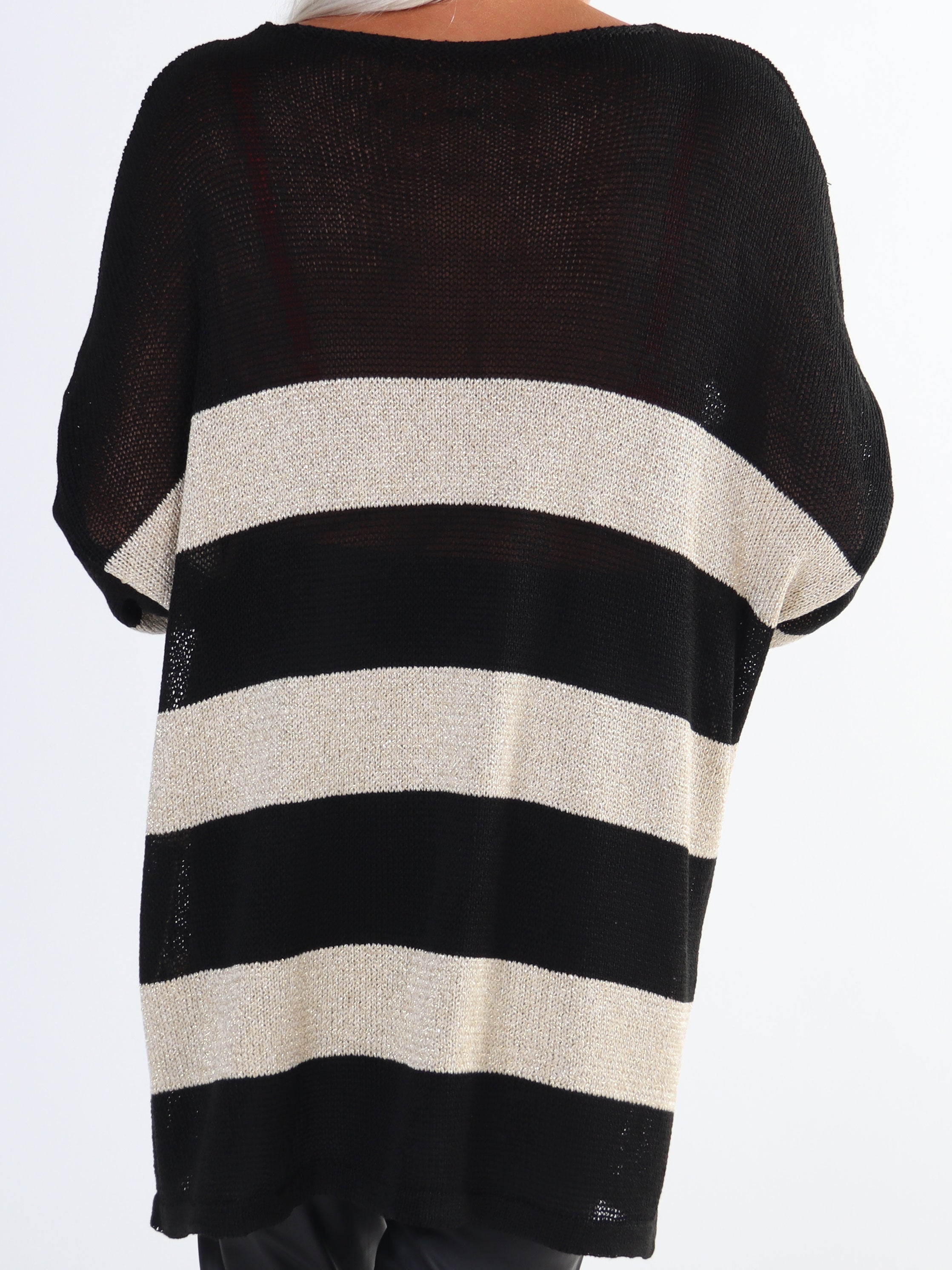 Dima - Plus size tröja i viskos med guld ränder