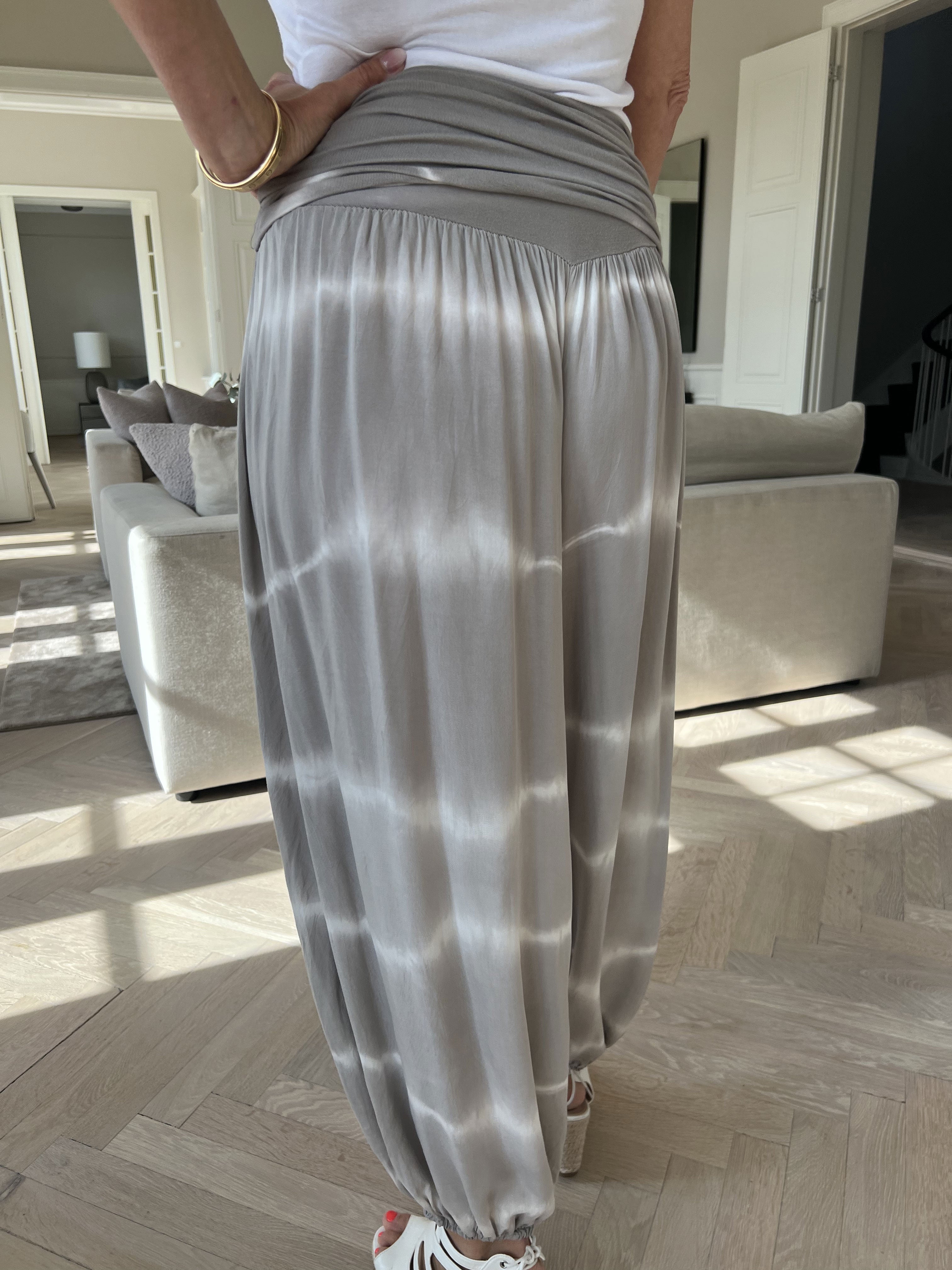 Drew Stripe - Bohemiska byxor i ljus viskos