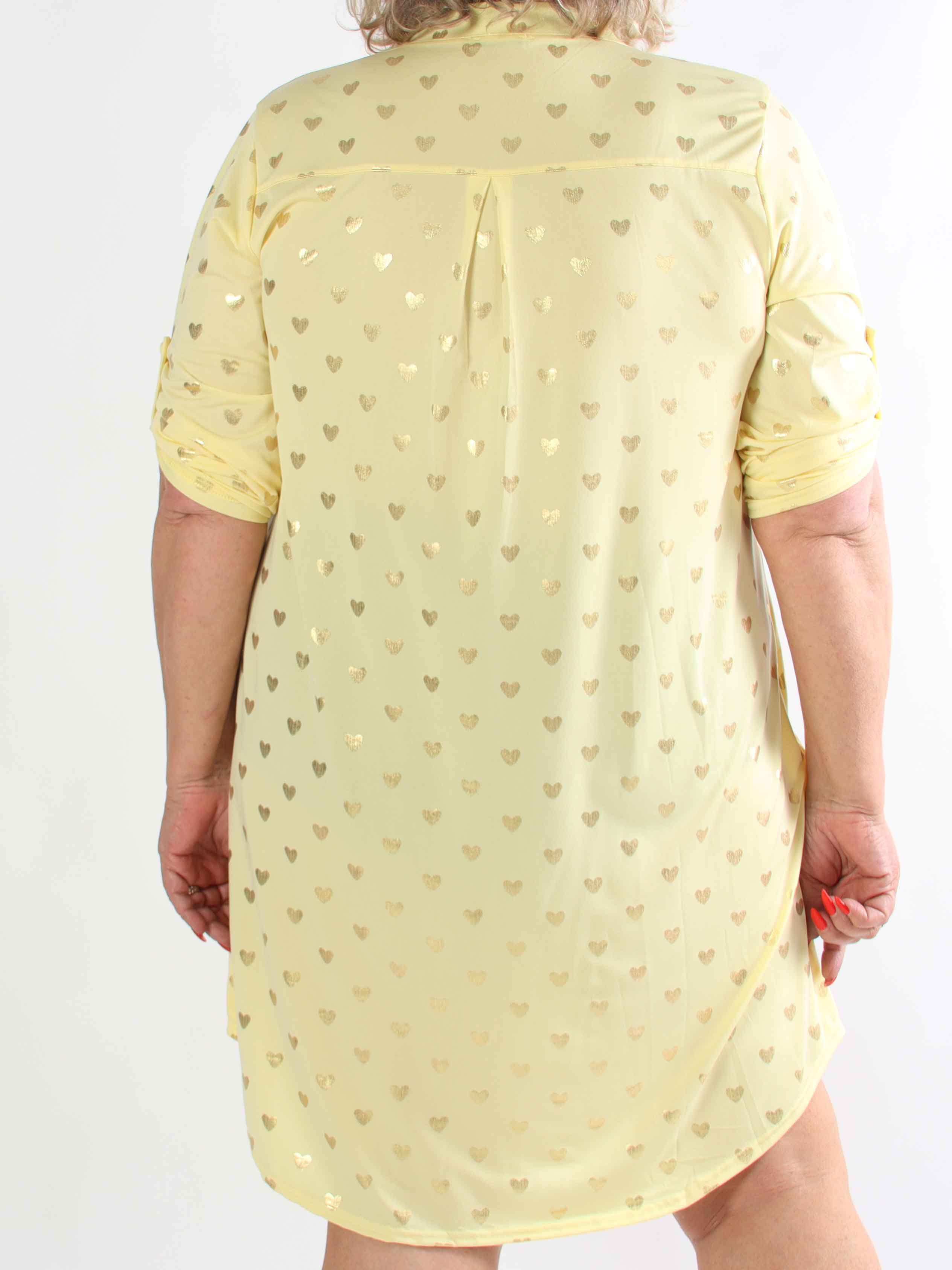 Ebba Gold Heart - Plus size resårklänning med guldfärgade hjärtdetaljer