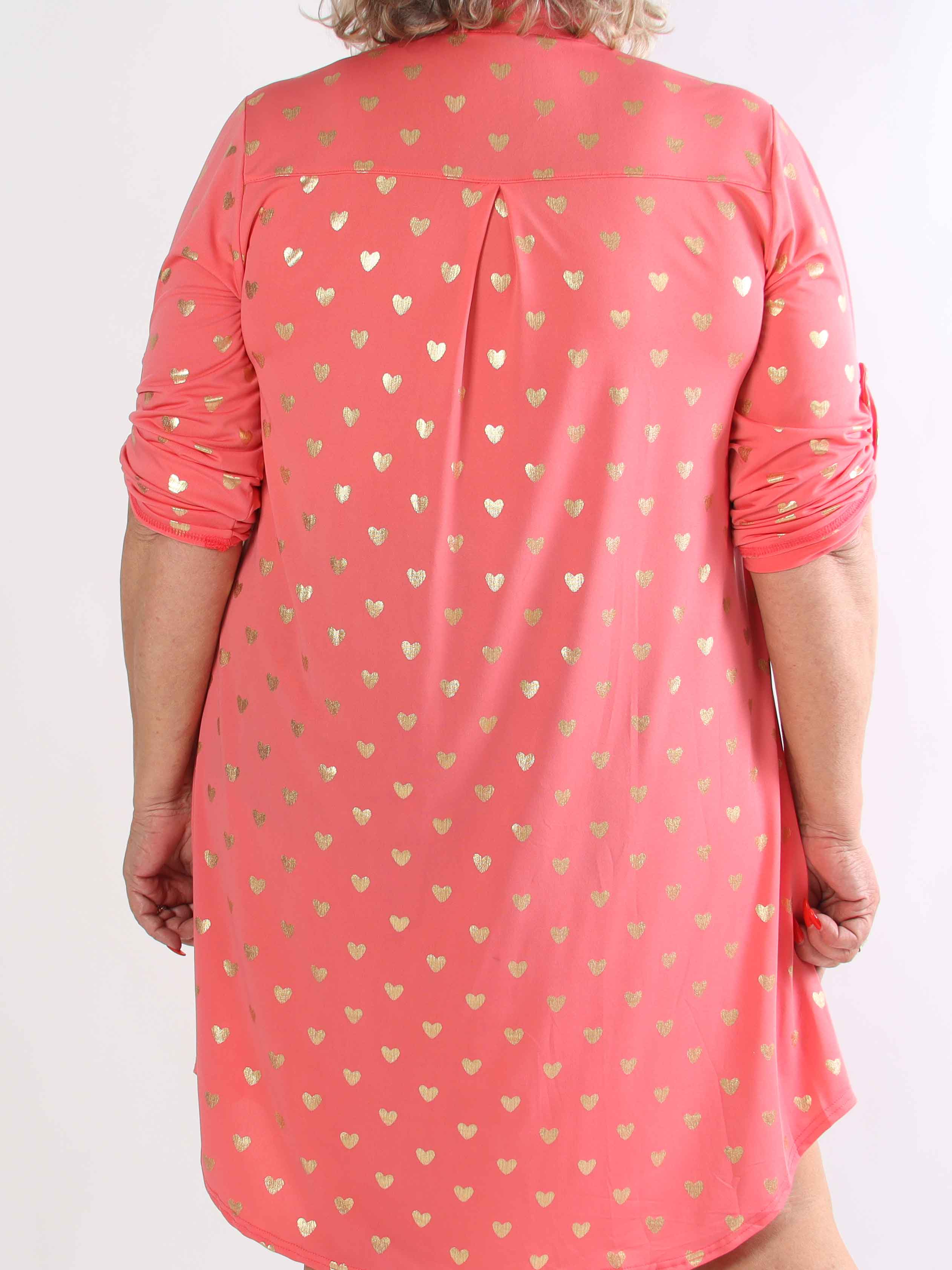 Ebba Gold Heart - Plus size resårklänning med guldfärgade hjärtdetaljer