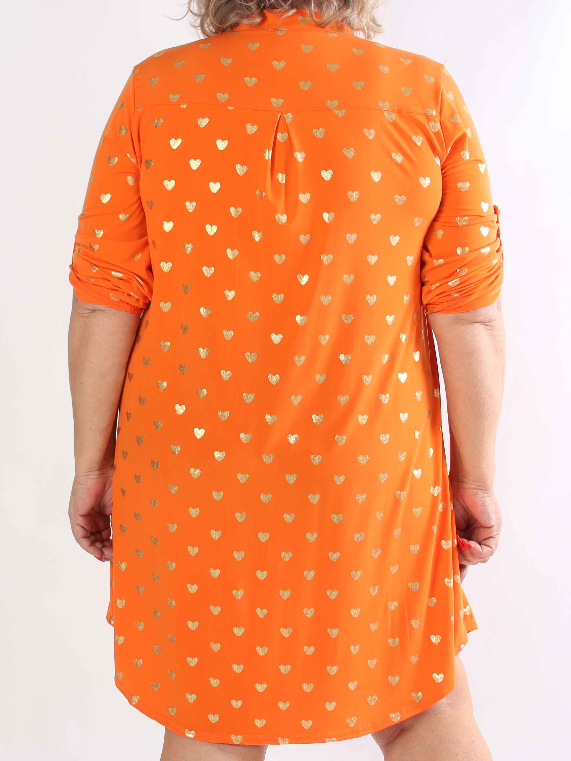 Ebba Gold Heart - Plus size resårklänning med guldfärgade hjärtdetaljer