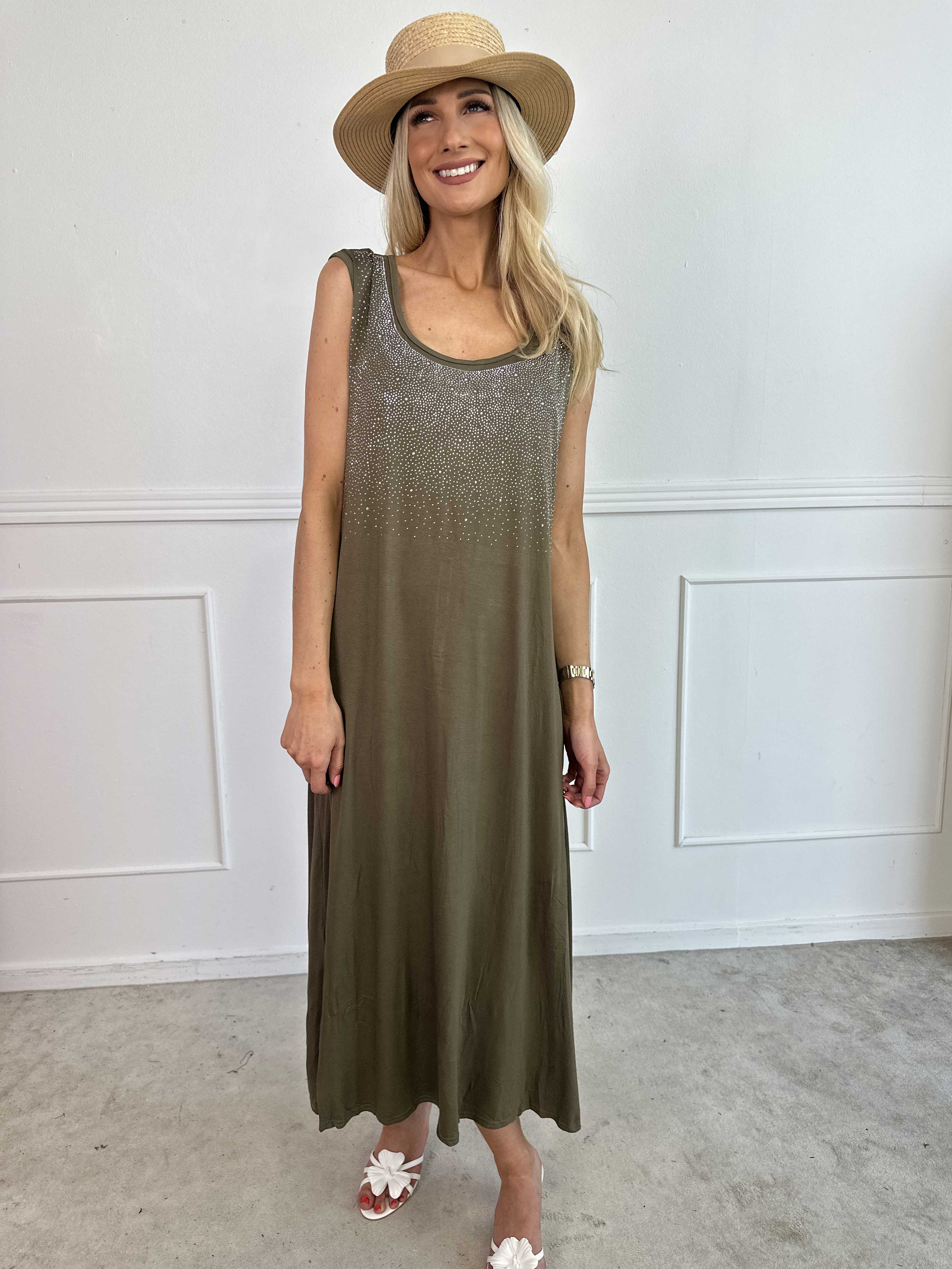 Eden - Lång mjuk klänning i viskos med strass