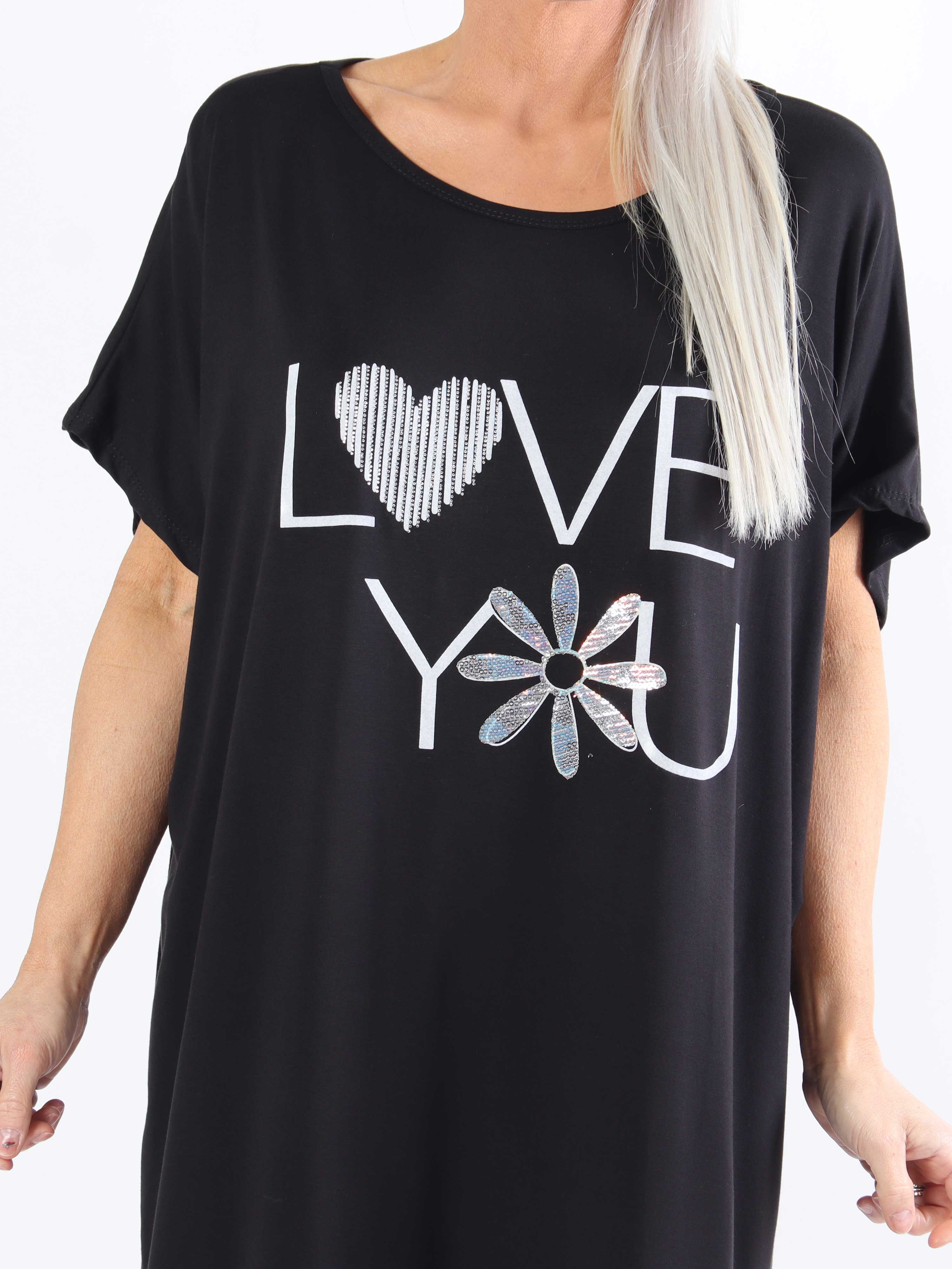 Edina - Plus size t-shirtklänning i viskosblandning med tryck