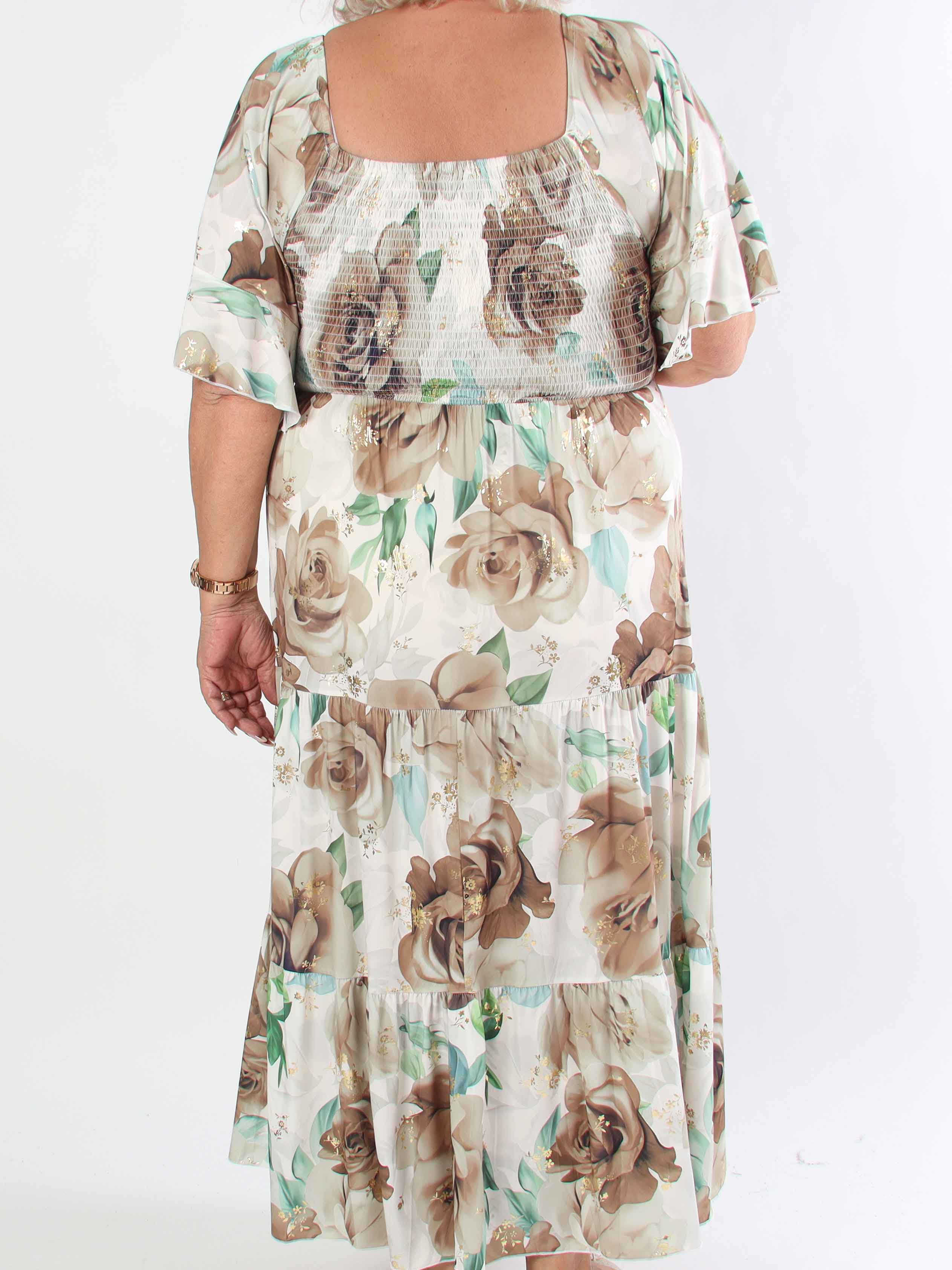 Elna Flower - Plus size elastisk klänning med resår över bysten