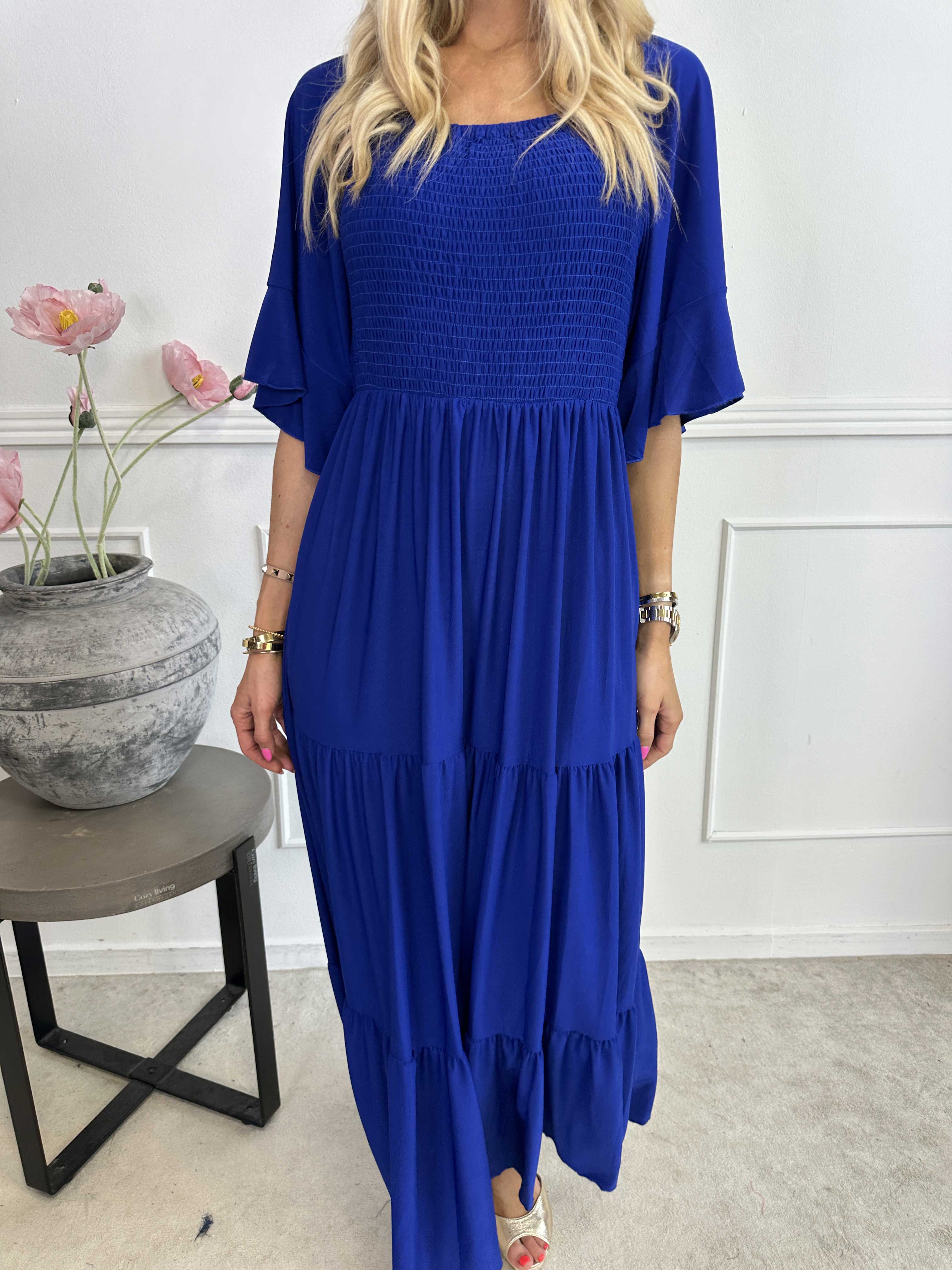 Elna Plain - Lång elastisk plain klänning med resår över bysten