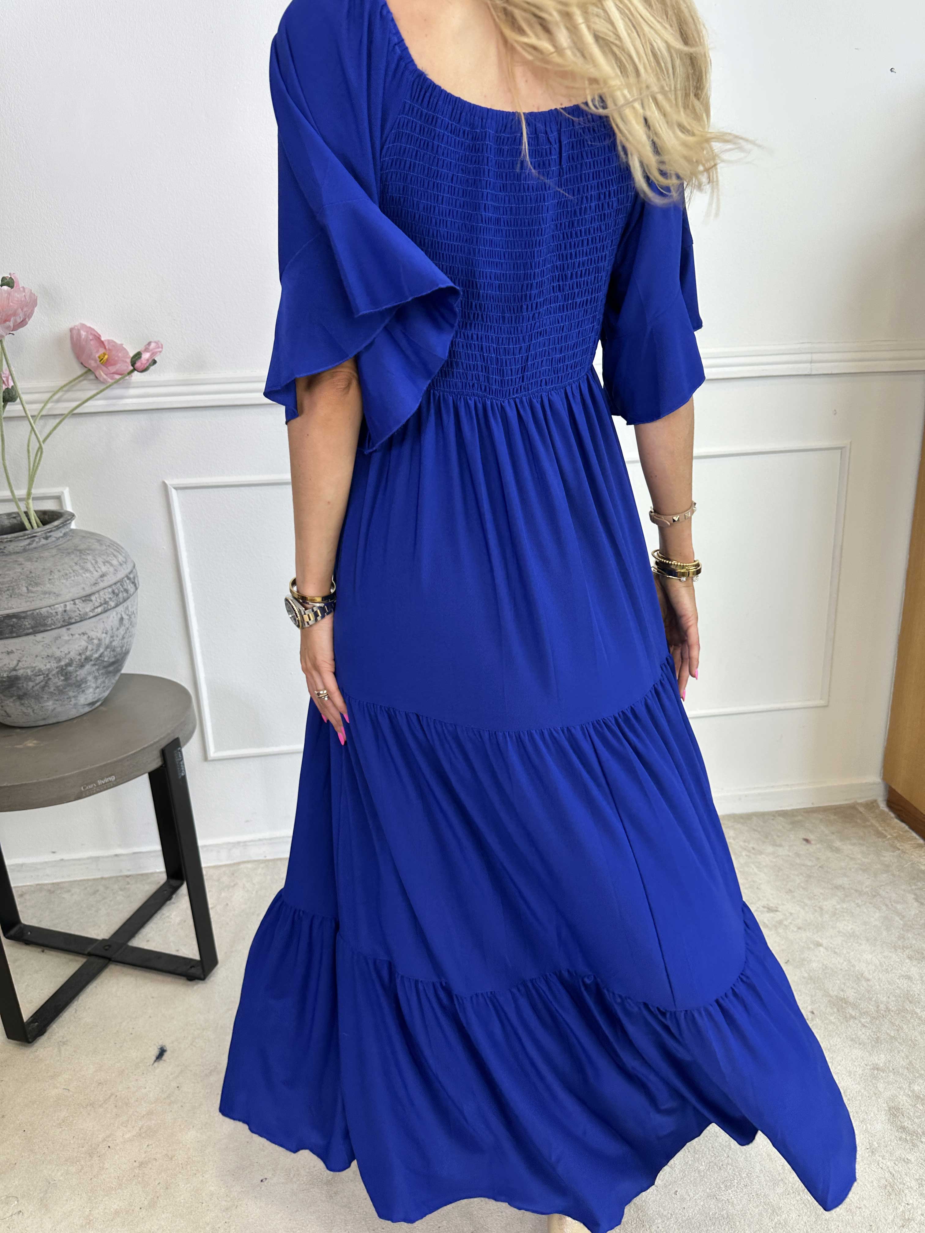 Elna Plain - Lång elastisk plain klänning med resår över bysten